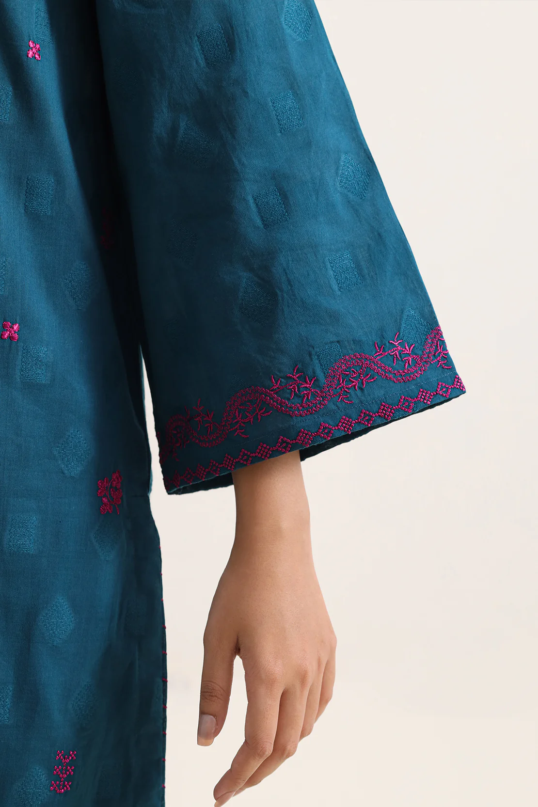 Embroidered Cotton Jacquard Stitched 2 Piece (Shirt/Trouser) - Image 4