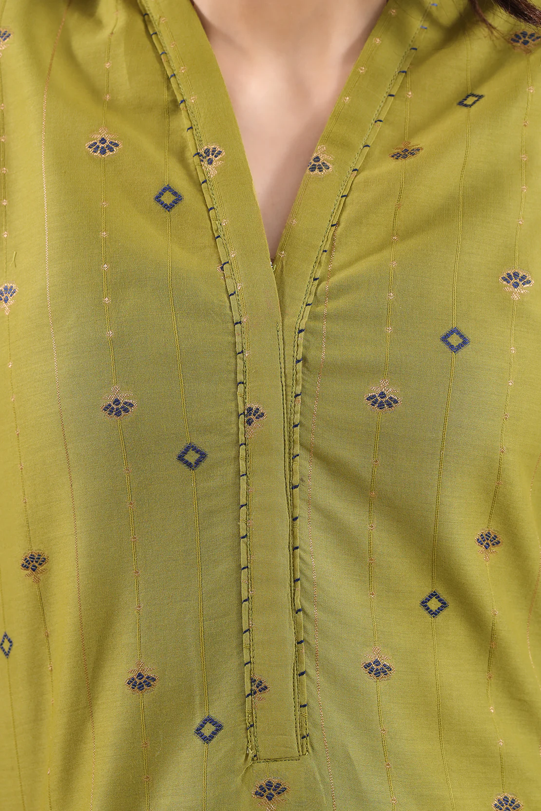 Embroidered Cotton Jacquard Stitched 2 Piece (Shirt/Trouser) - Image 3