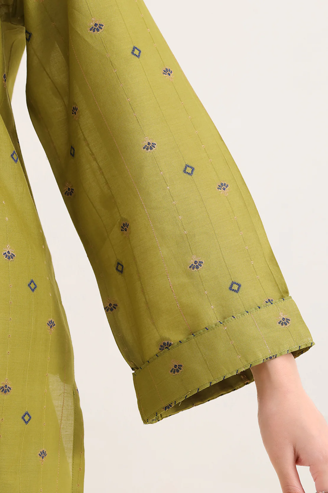 Embroidered Cotton Jacquard Stitched 2 Piece (Shirt/Trouser) - Image 4