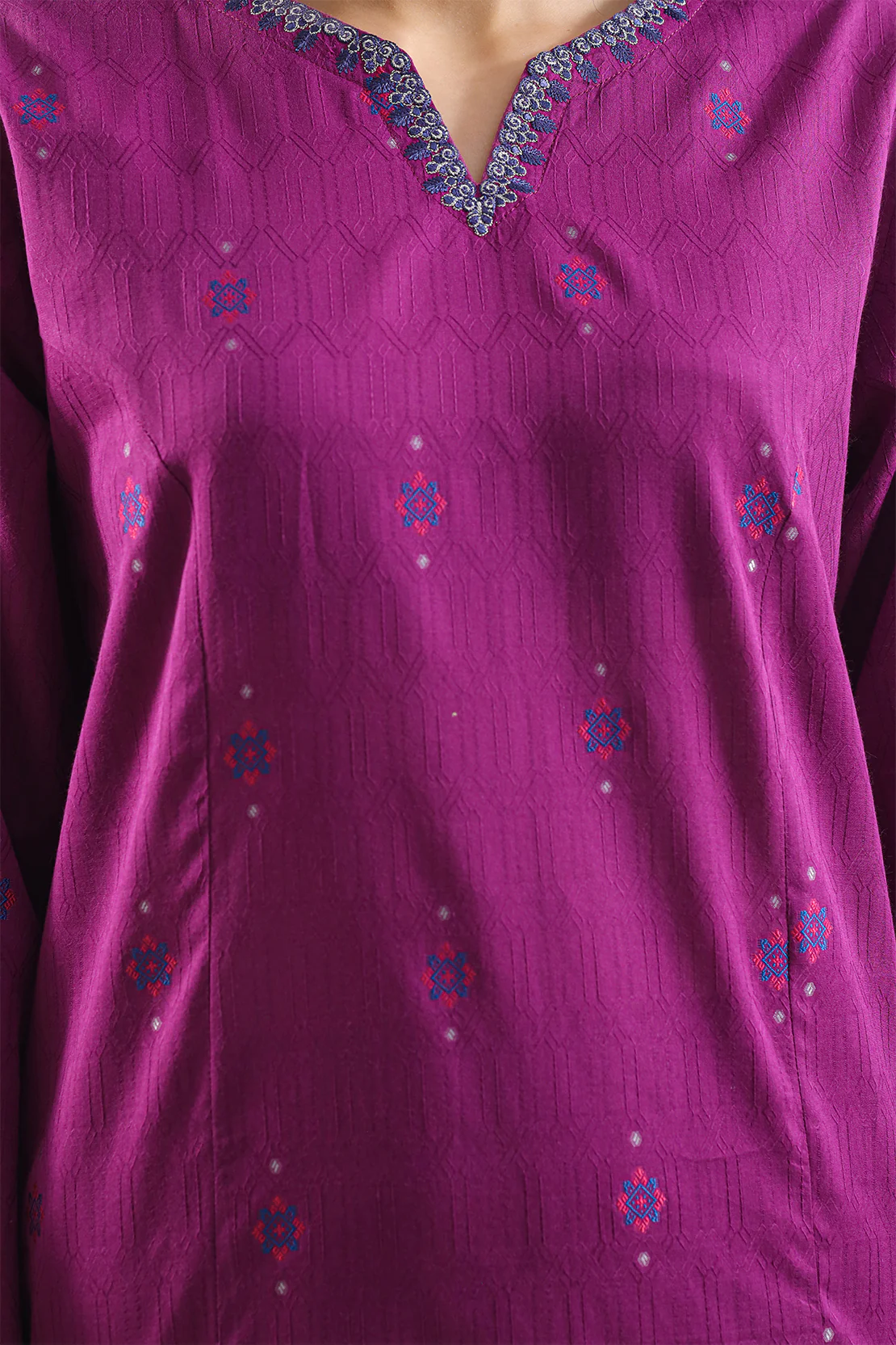 Embroidered Cotton Jacquard Stitched 2 Piece - Image 3