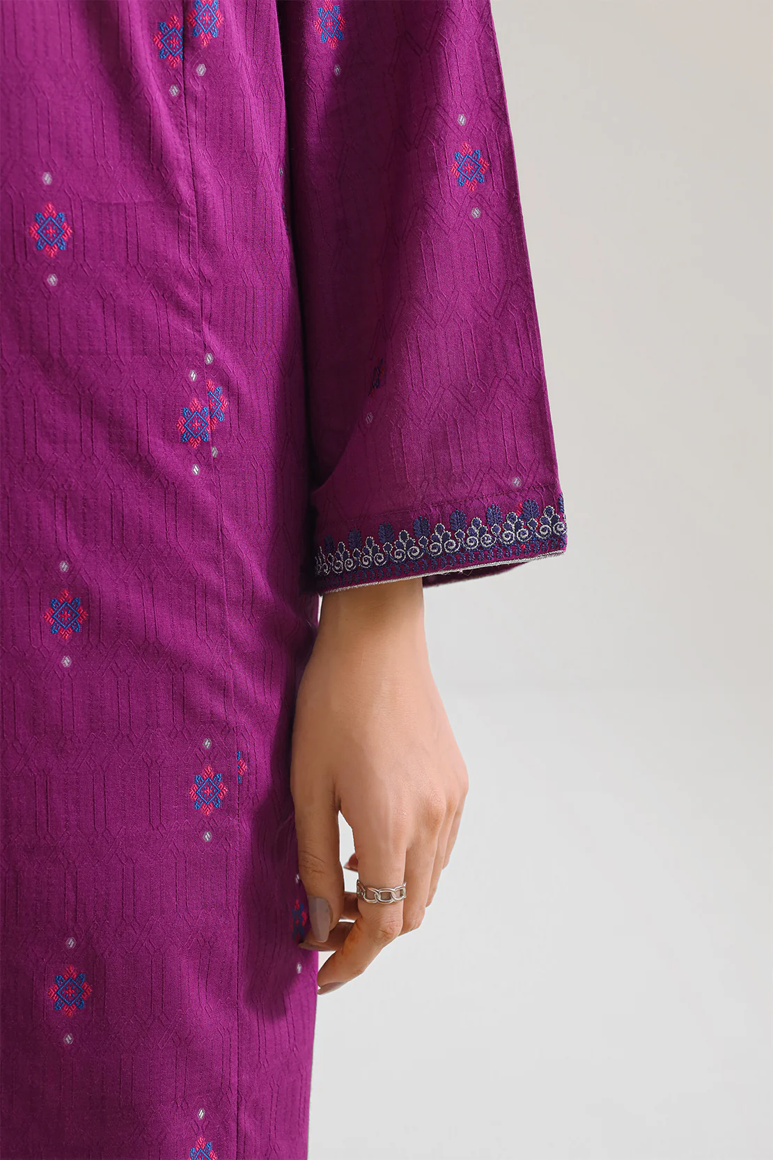 Embroidered Cotton Jacquard Stitched 2 Piece - Image 4