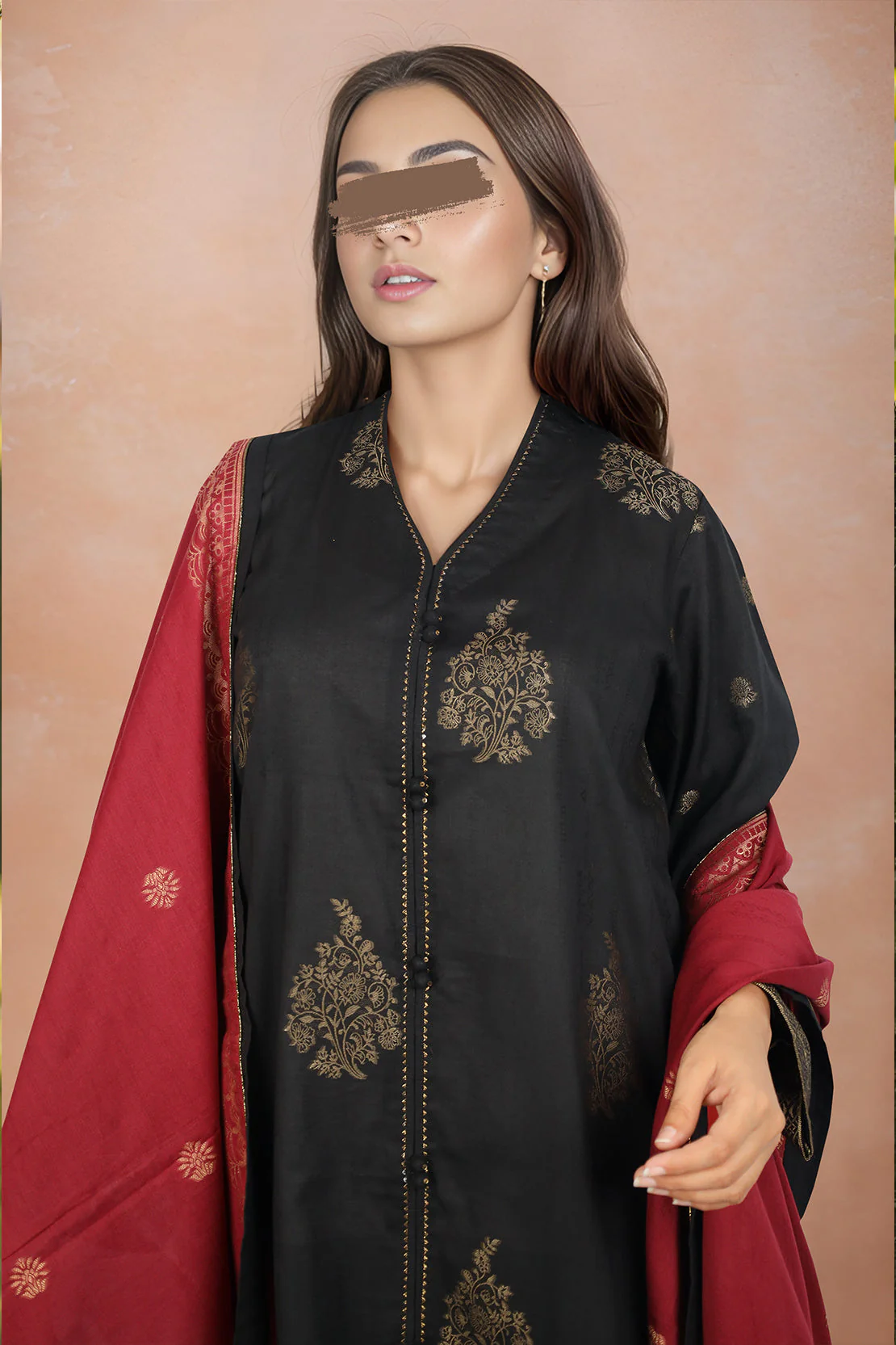 Embroidered Cotton Jacquard Stitched 3 Piece - Image 3