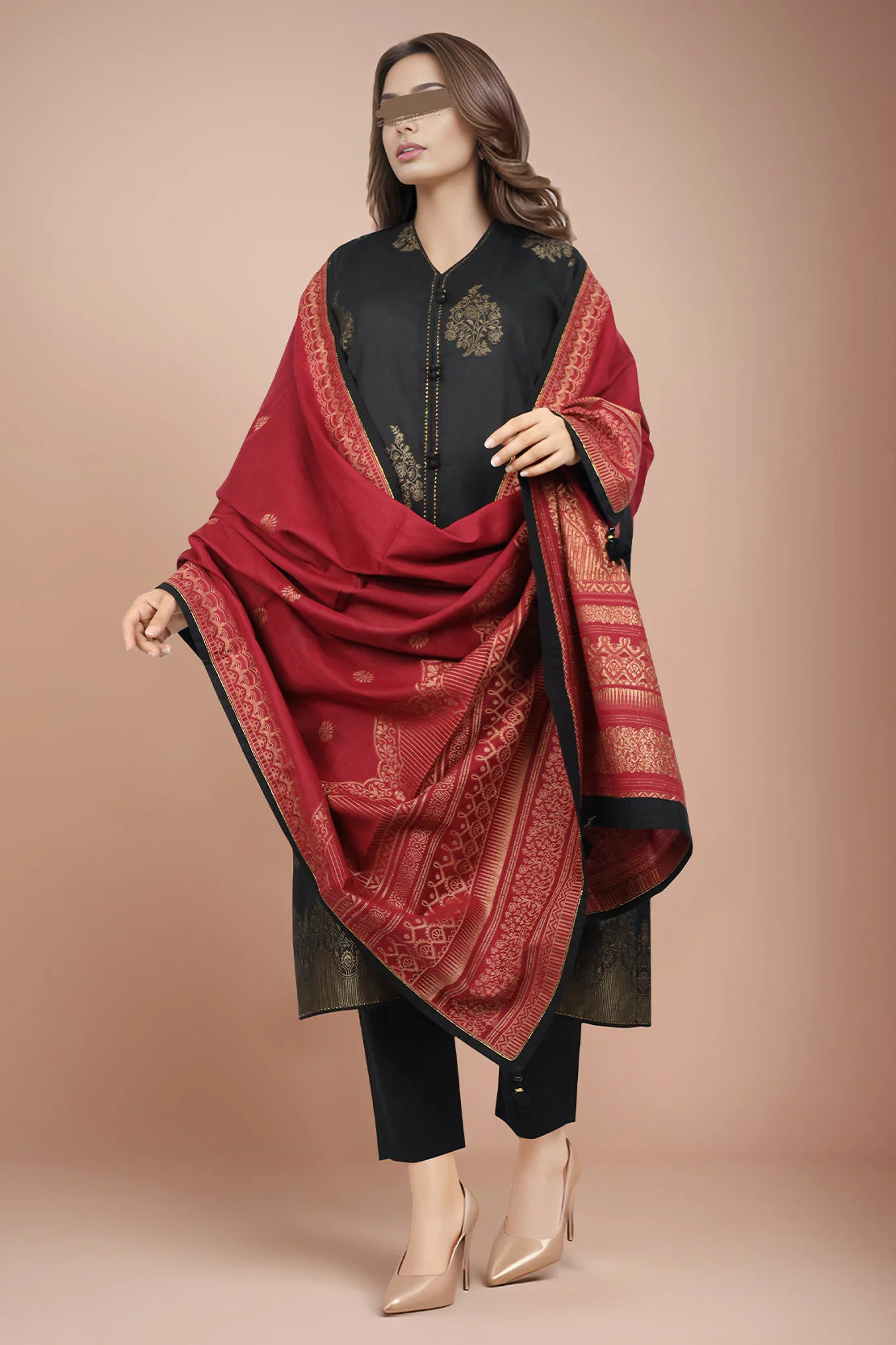Embroidered Cotton Jacquard Stitched 3 Piece - Image 4