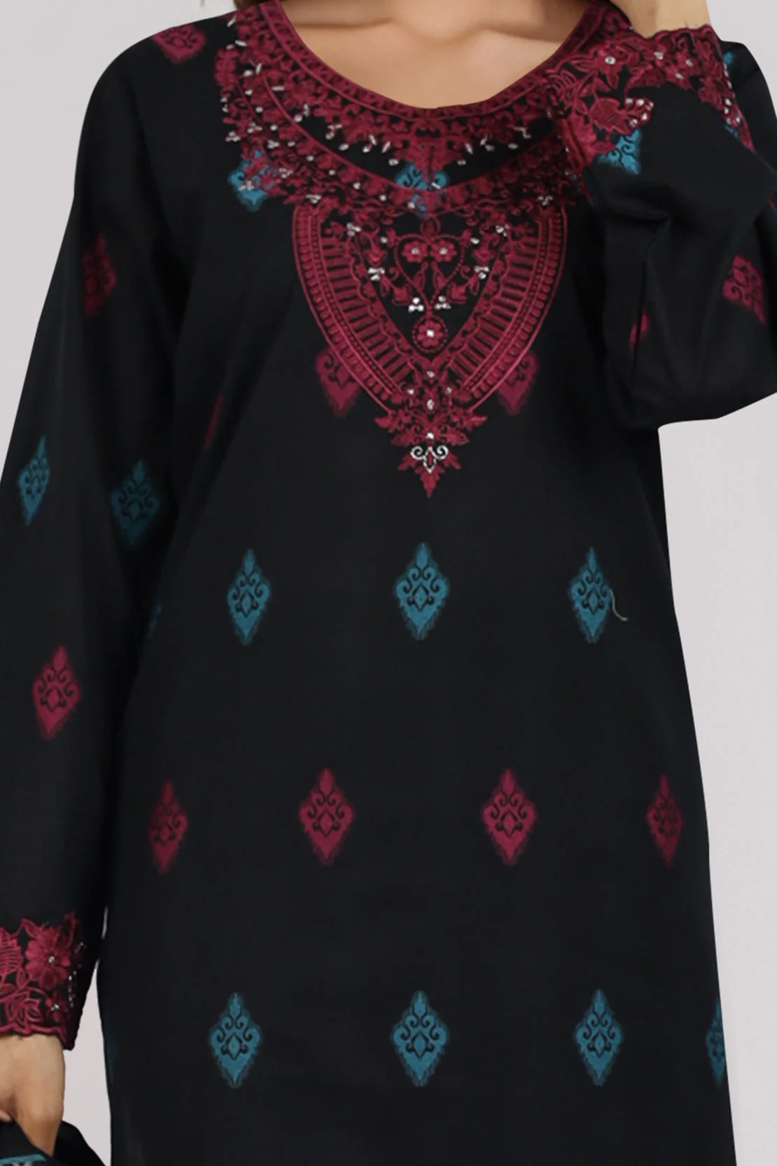 Embroidered Cotton Jacquard Stitched 3 Piece