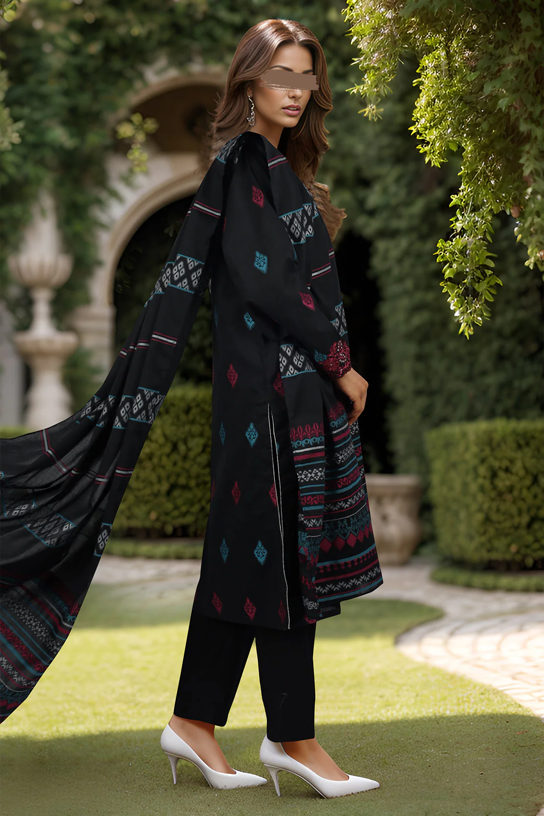 Embroidered Cotton Jacquard Stitched 3 Piece - Image 3
