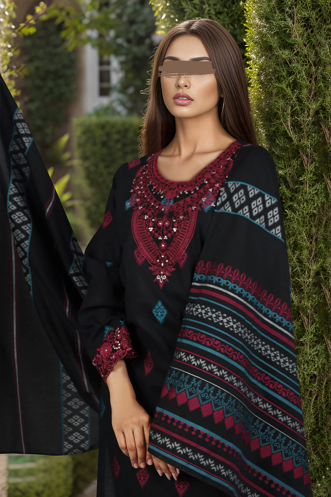 Embroidered Cotton Jacquard Stitched 3 Piece - Image 4