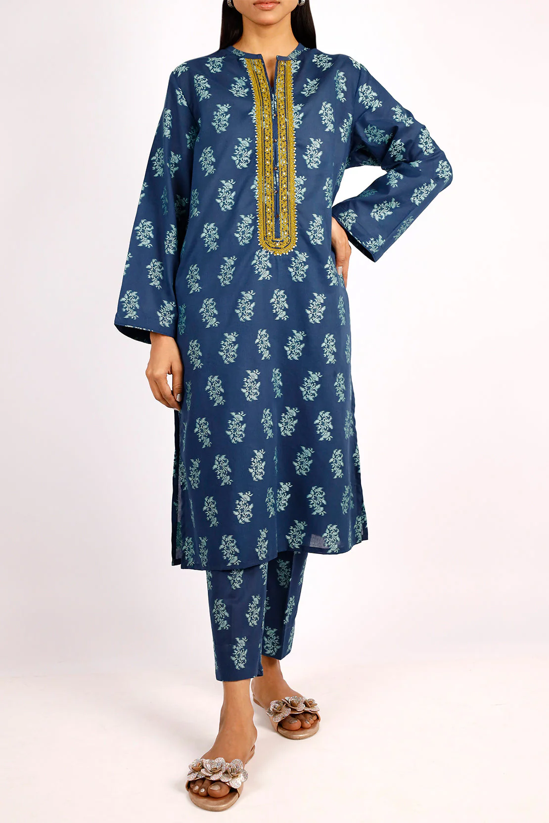 Embroidered Cotton Jacquard Stitched 2 Piece - Image 2