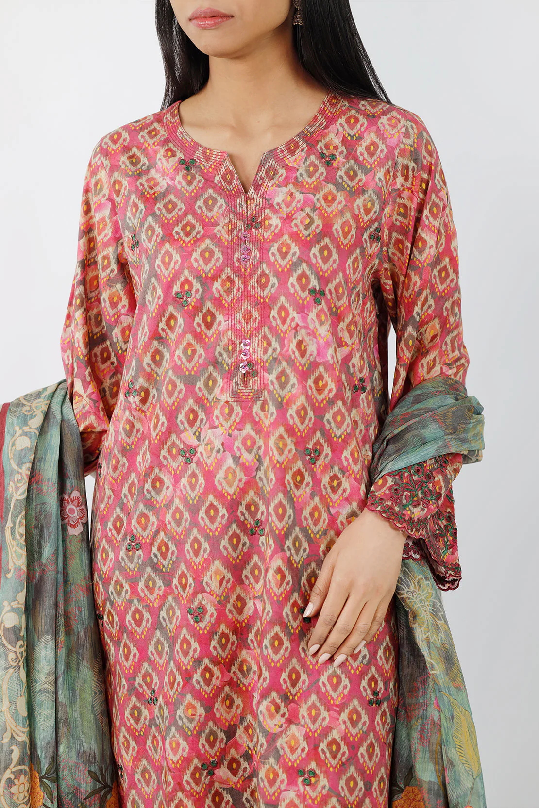 Embroidered Cotton Jacquard Stitched 3 Piece - Image 5