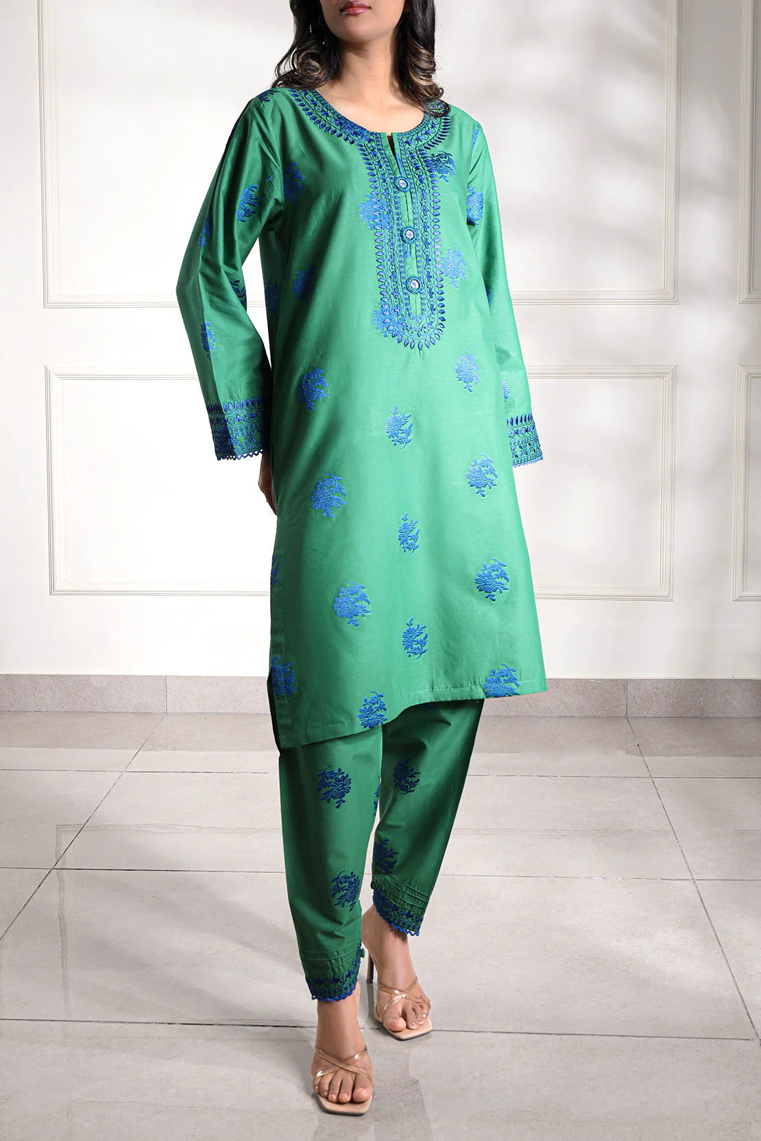 Embroidered Cotton Jacquard Stitched Shirt