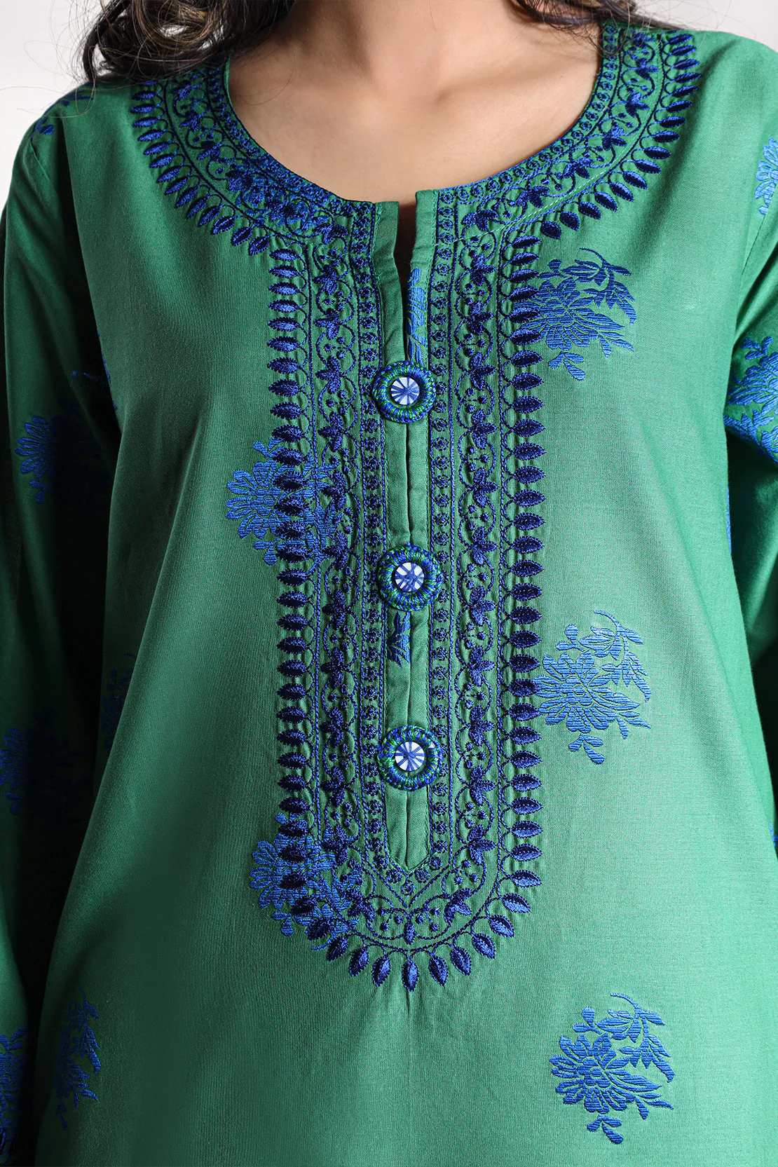 Embroidered Cotton Jacquard Stitched Shirt - Image 8