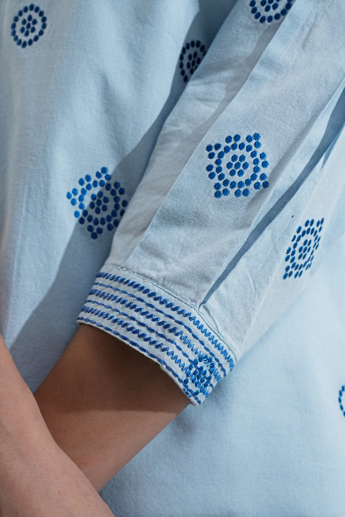 Embroidered Cotton Jacquard Stitched Shirt - Image 7