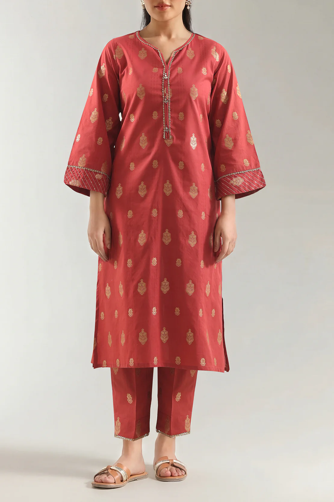 Embroidered Cotton Jacquard Stitched  Shirt