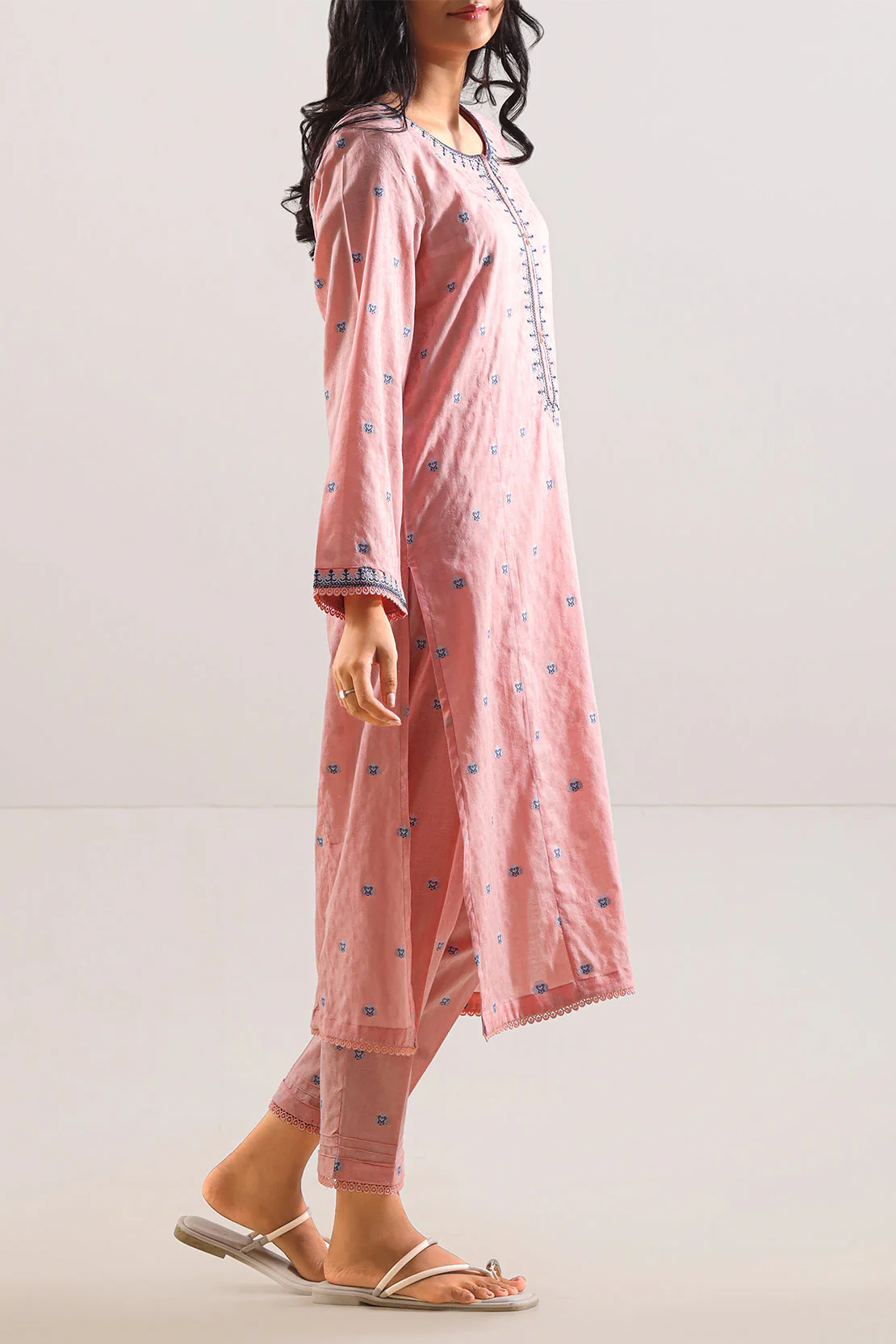 Embroidered Cotton Jacquard Stitched Shirt - Image 3