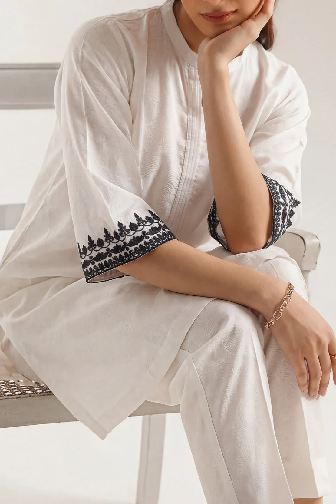 Embroidered Cotton Jacquard Stitched Shirt