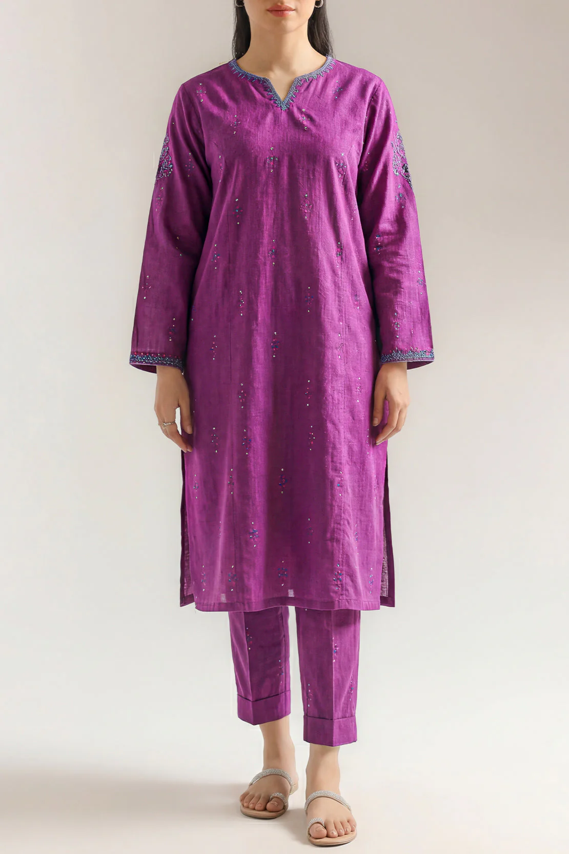 Embroidered Cotton Jacquard Stitched Shirt