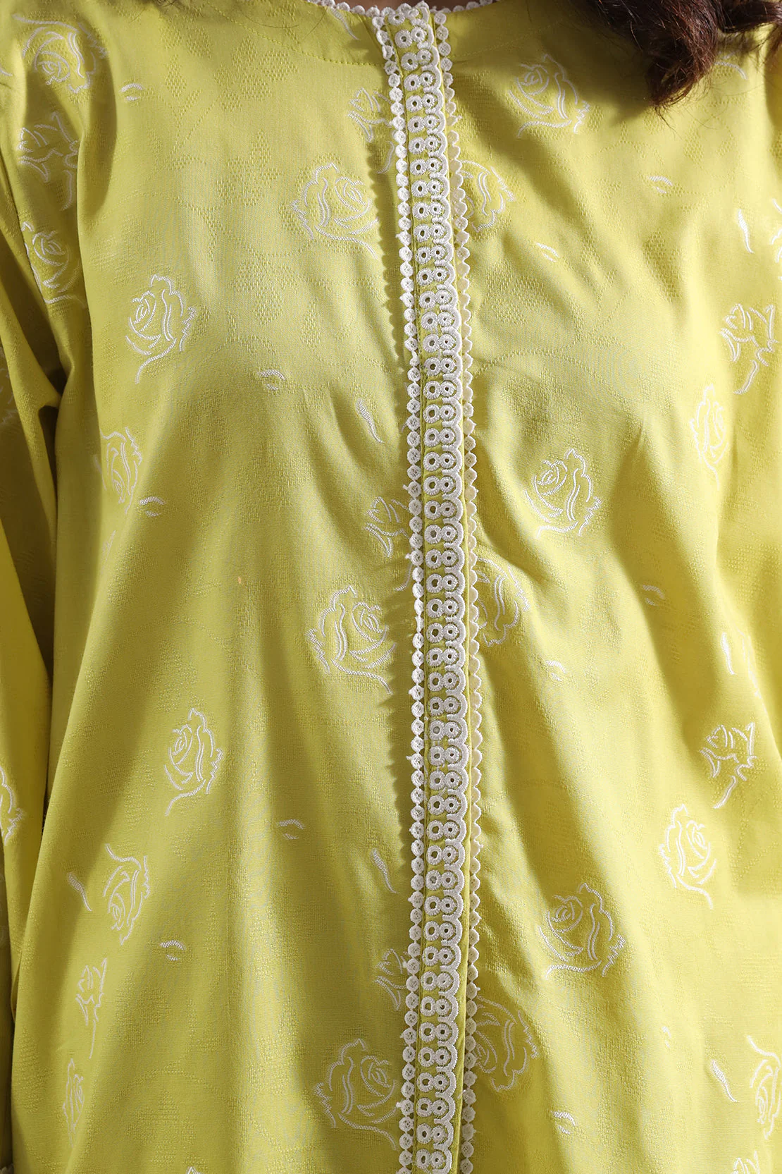 Embroidered Cotton Jacquard Stitched Shirt - Image 3