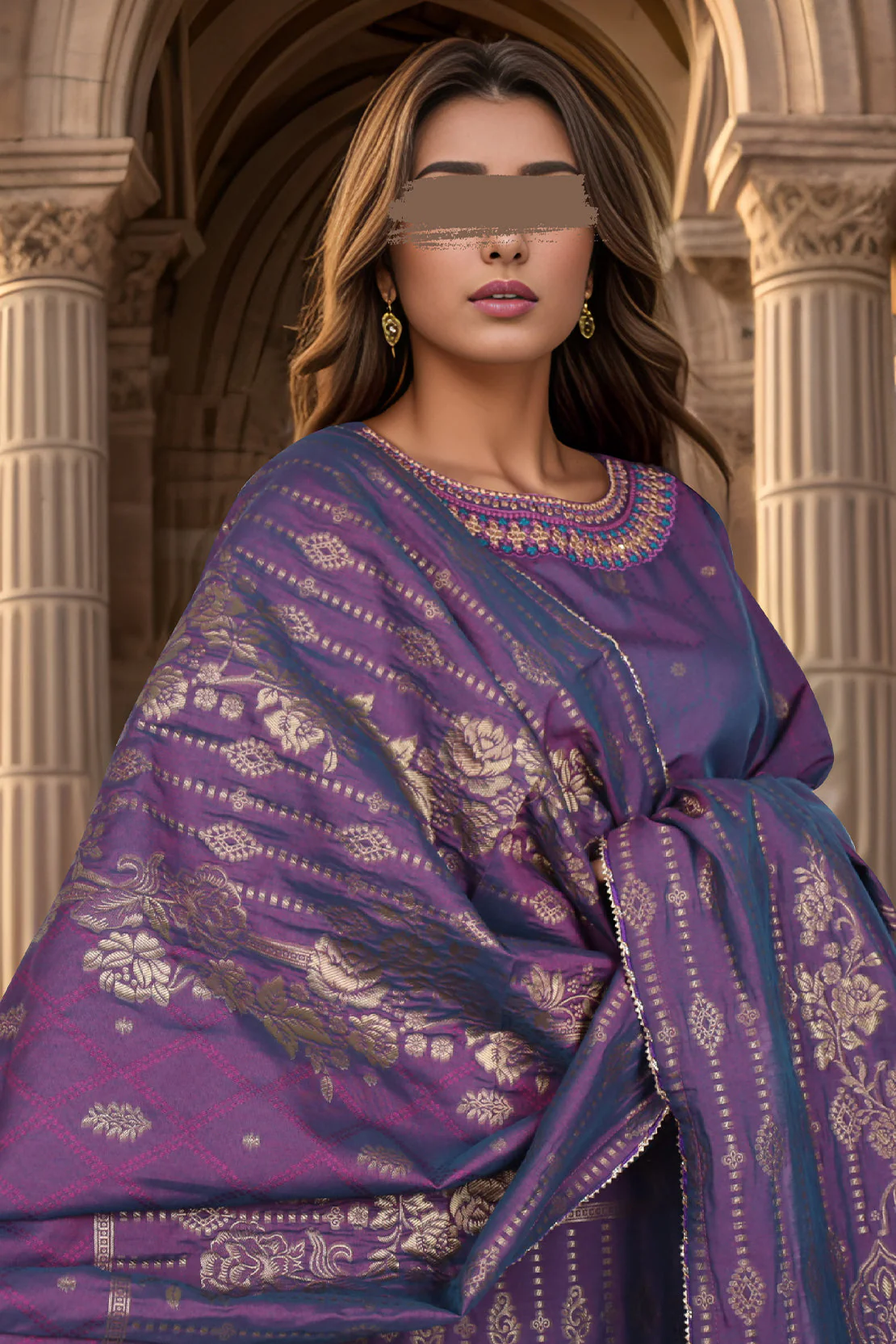 Embroidered Cotton Jacquard Stitched/Unstiatched 2 Piece (Shirt/Dupatta) - Image 6