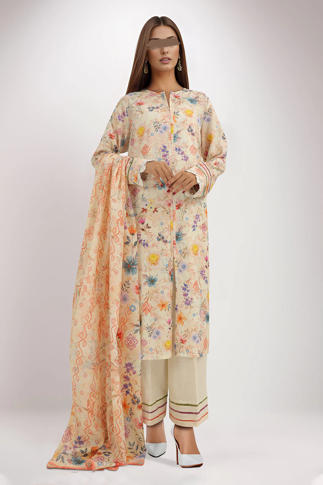 Embroidered Cotton Jacquard Stitched/Unstitched 3 Piece - Image 2