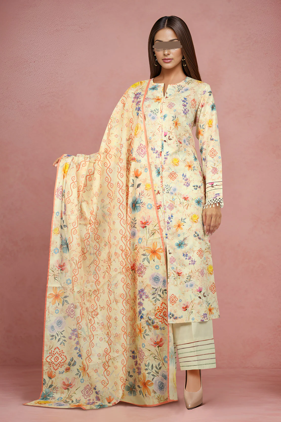 Embroidered Cotton Jacquard Stitched/Unstitched 3 Piece - Image 4
