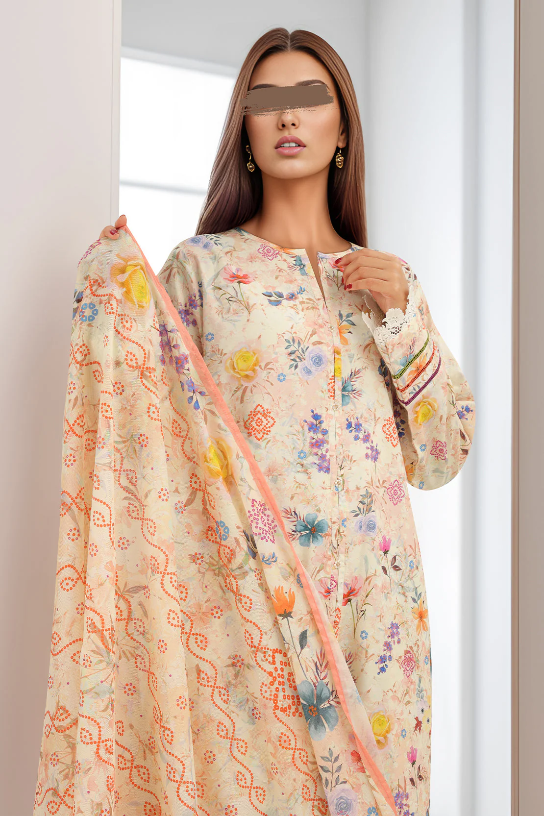 Embroidered Cotton Jacquard Stitched/Unstitched 3 Piece - Image 6