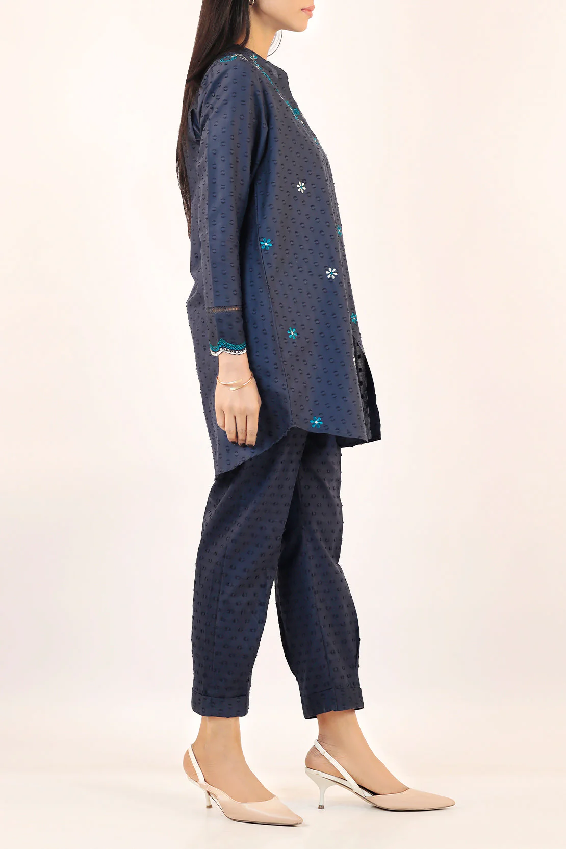 Embroidered Cotton Reverse Jacquard Stitched Shirt Trouser - Image 3