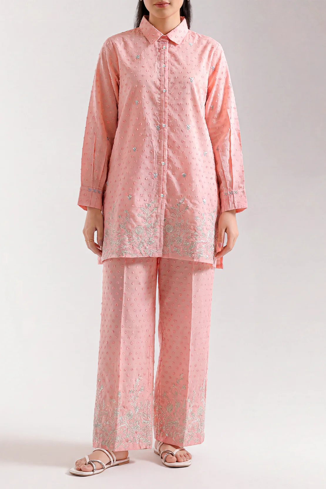 Embroidered Cotton Reverse Jacquard Stitched Shirt Trouser - Image 3