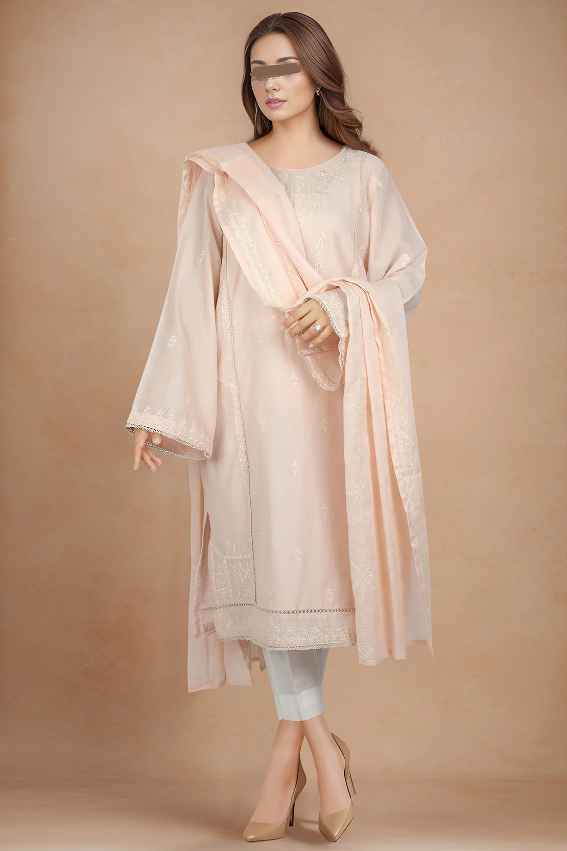 Embroidered Cotton Stitched 2 Piece (Shirt/Dupatta) - Image 2