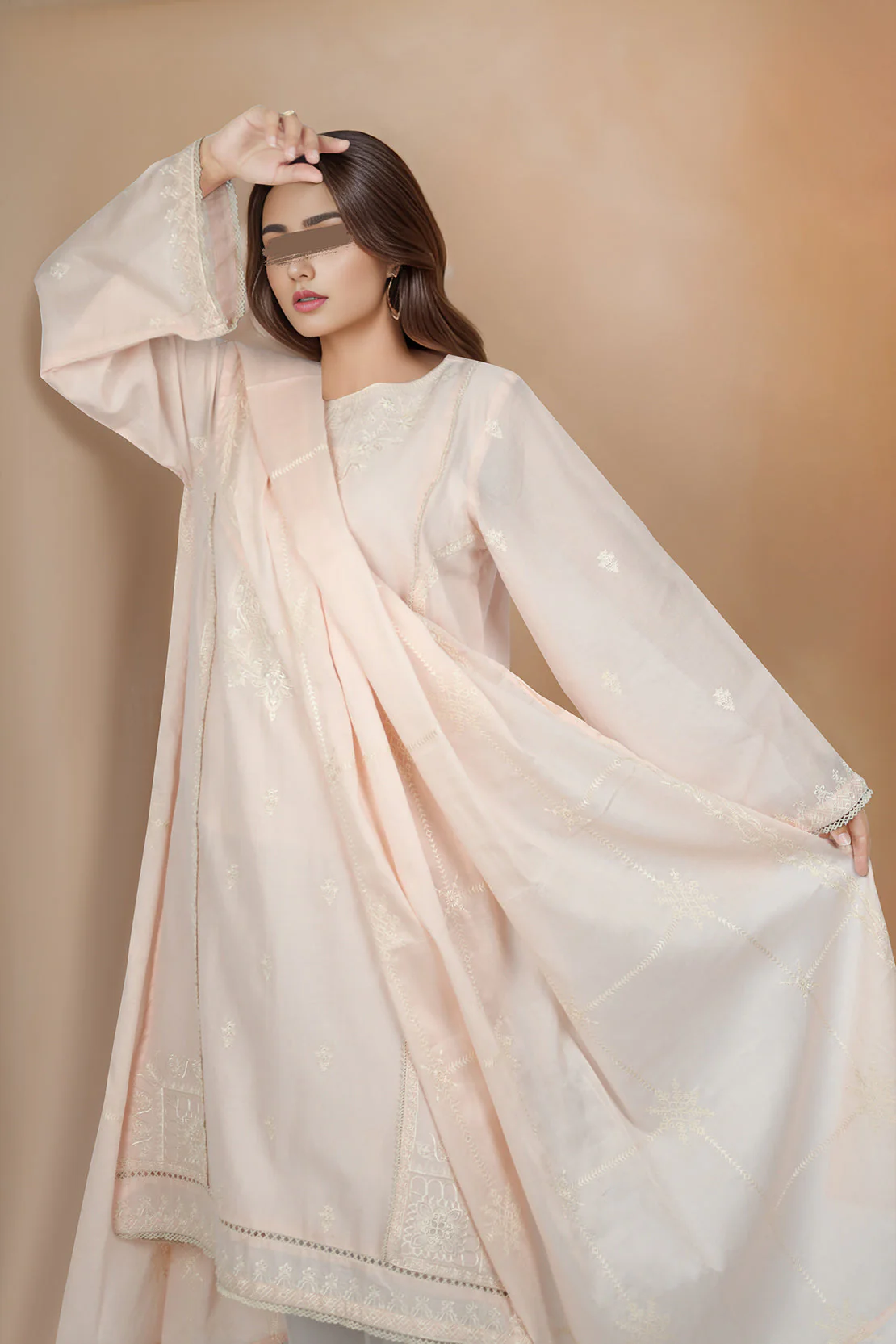 Embroidered Cotton Stitched 2 Piece (Shirt/Dupatta) - Image 3
