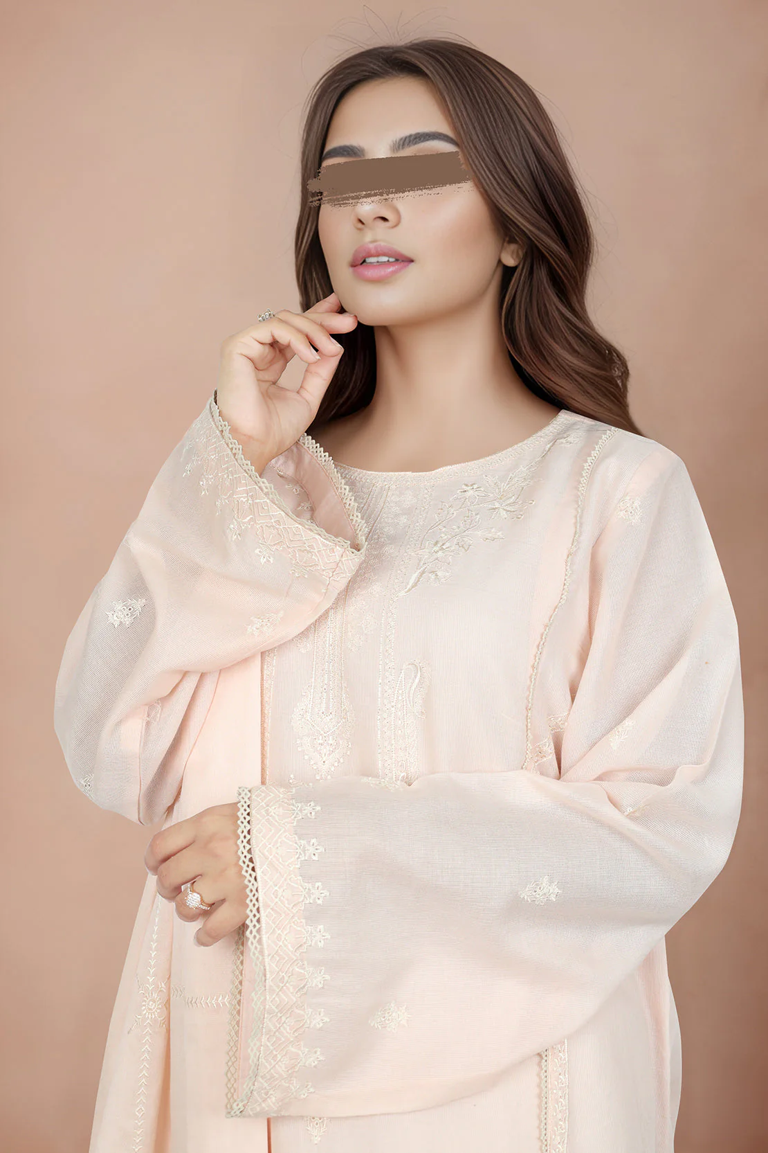 Embroidered Cotton Stitched 2 Piece (Shirt/Dupatta) - Image 4