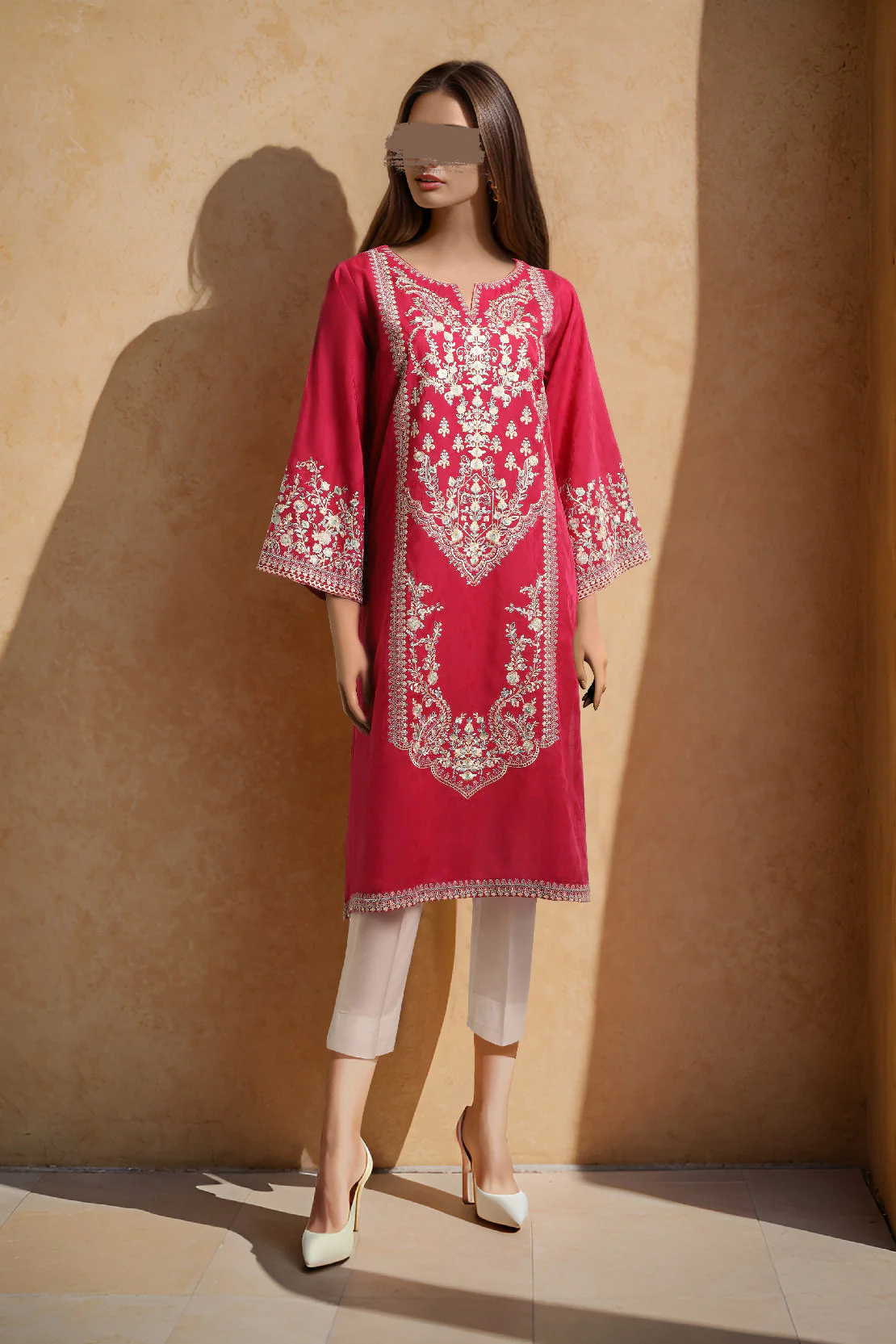 Embroidered Jacquard Cotton Stitched Shirt
