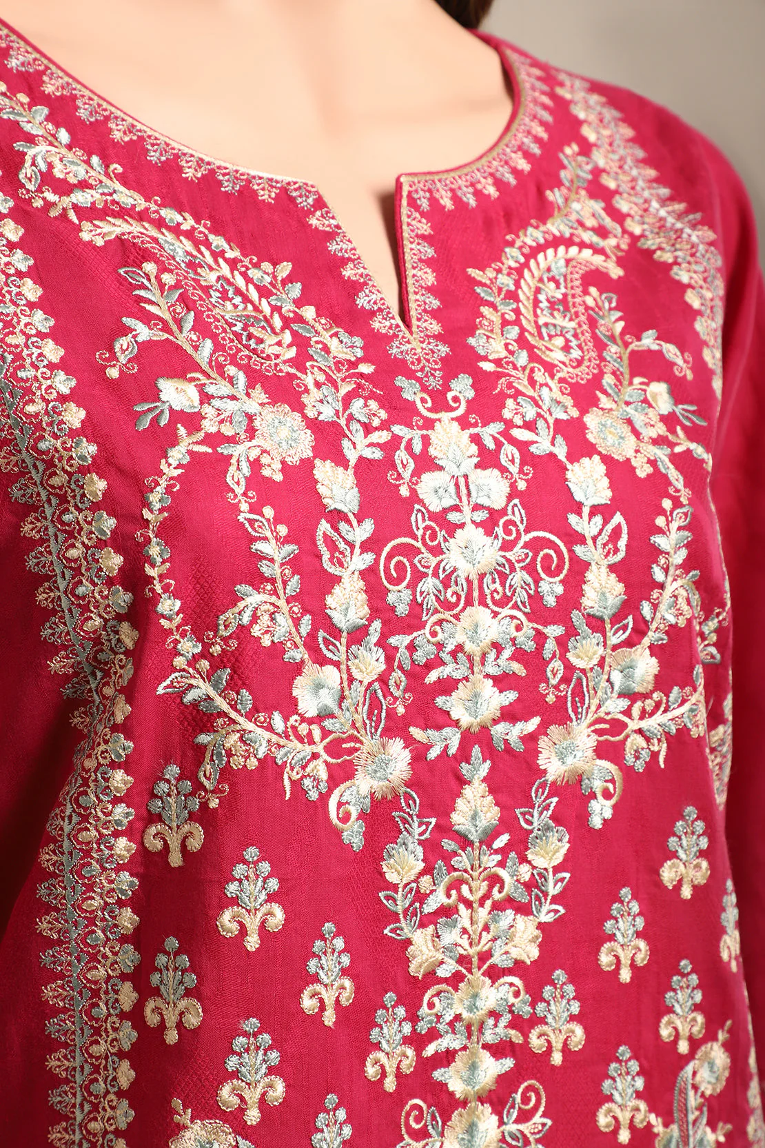 Embroidered Jacquard Cotton Stitched Shirt - Image 3