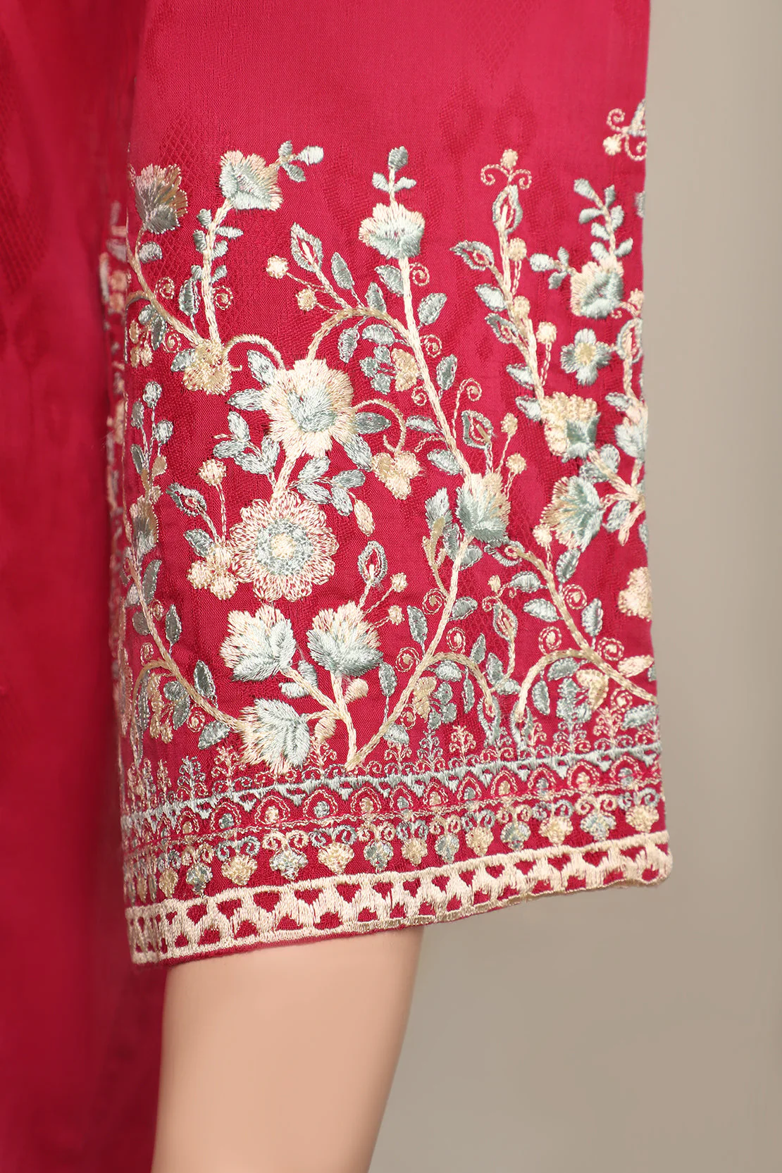 Embroidered Jacquard Cotton Stitched Shirt - Image 4