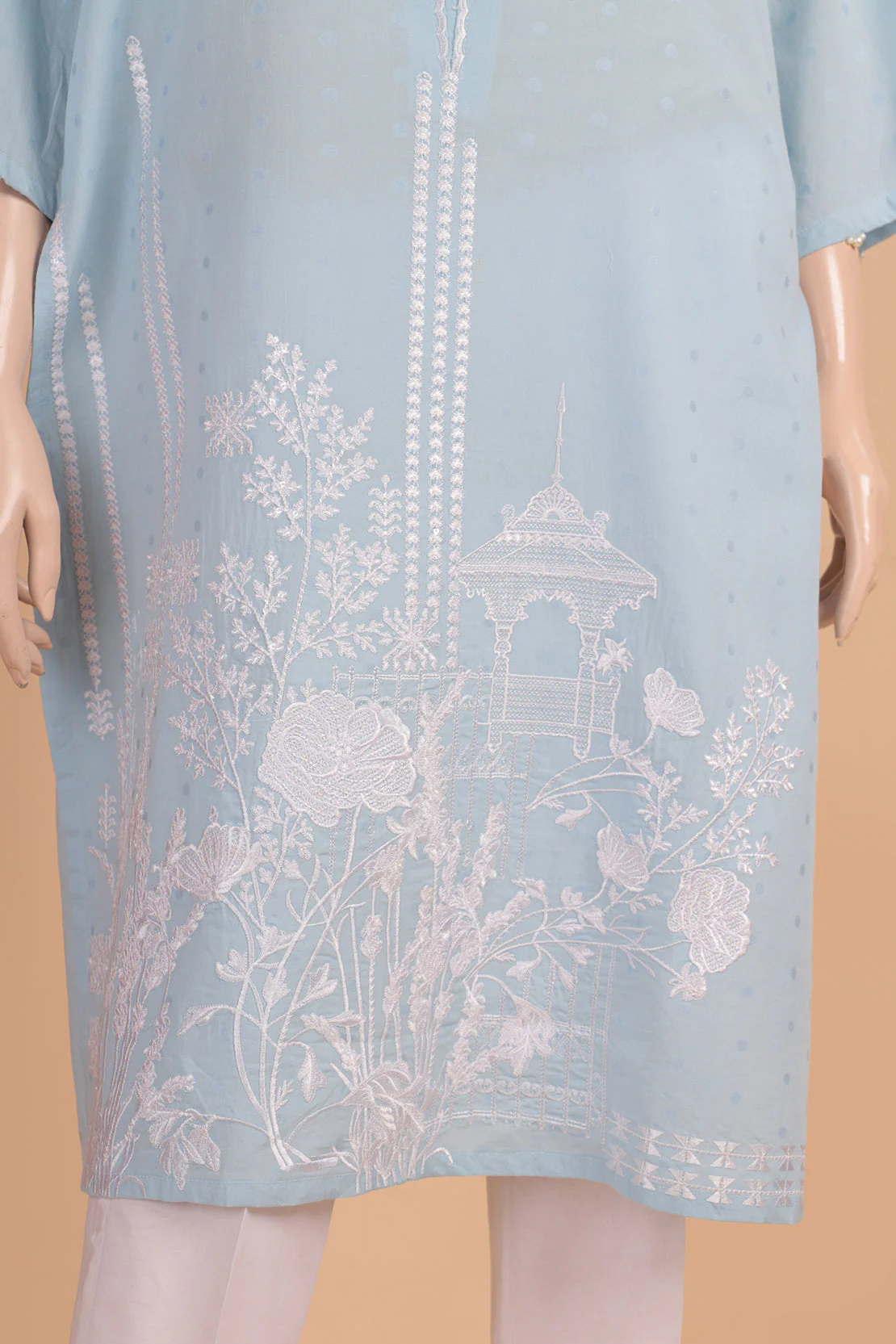 Embroidered Jacquard Cotton Stitched Shirt - Image 2
