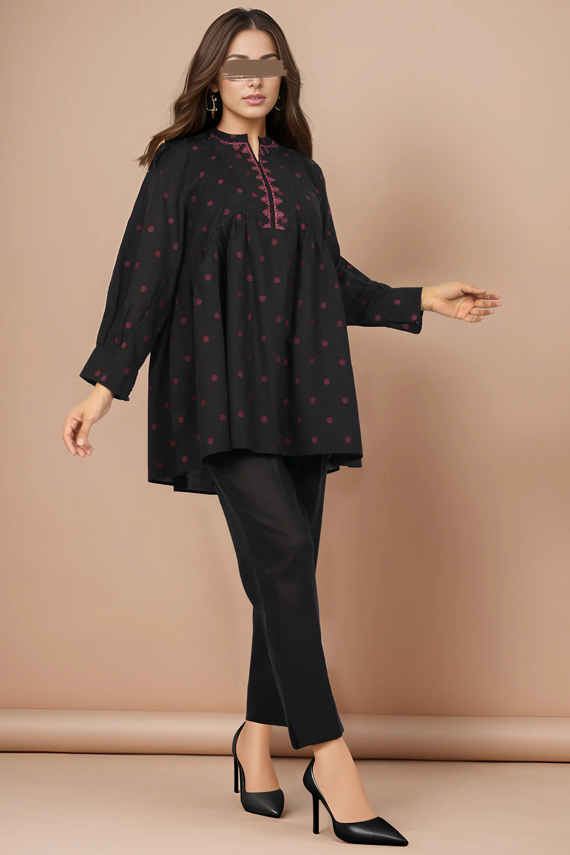 Embroidered Jacquard Cotton Stitched Shirt - Image 3