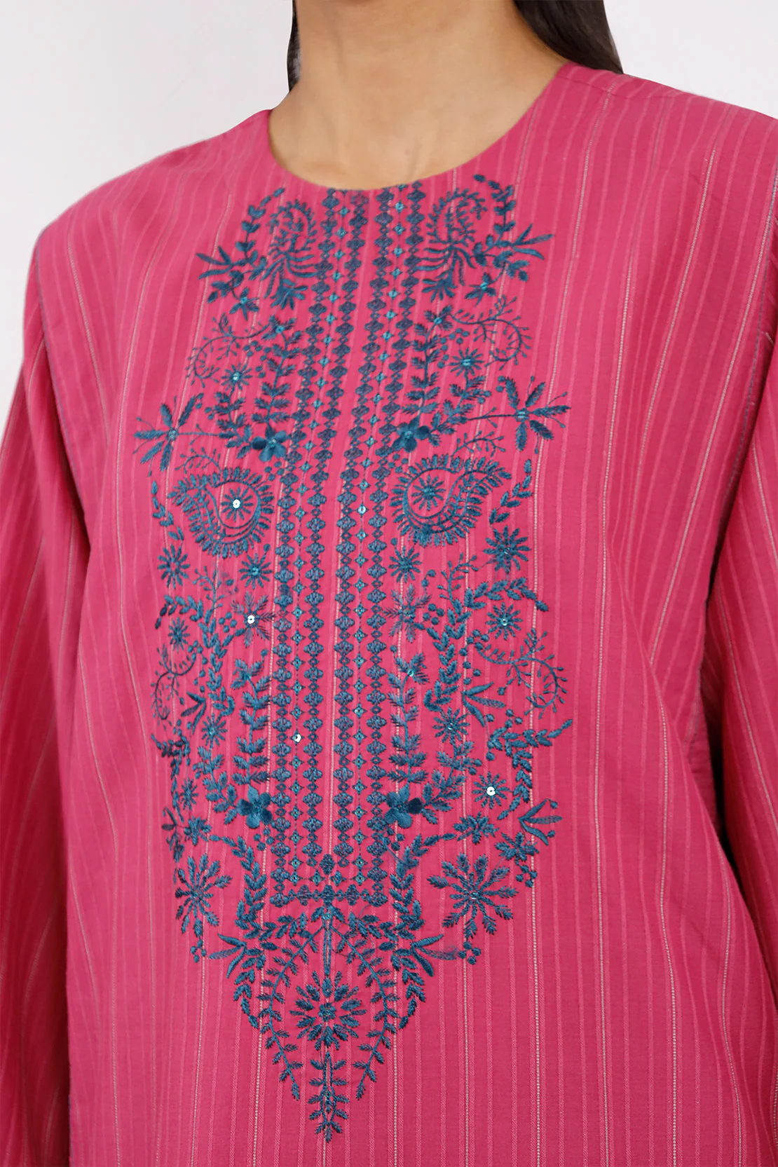 Embroidered Jacquard Cotton Stitched Shirt - Image 4