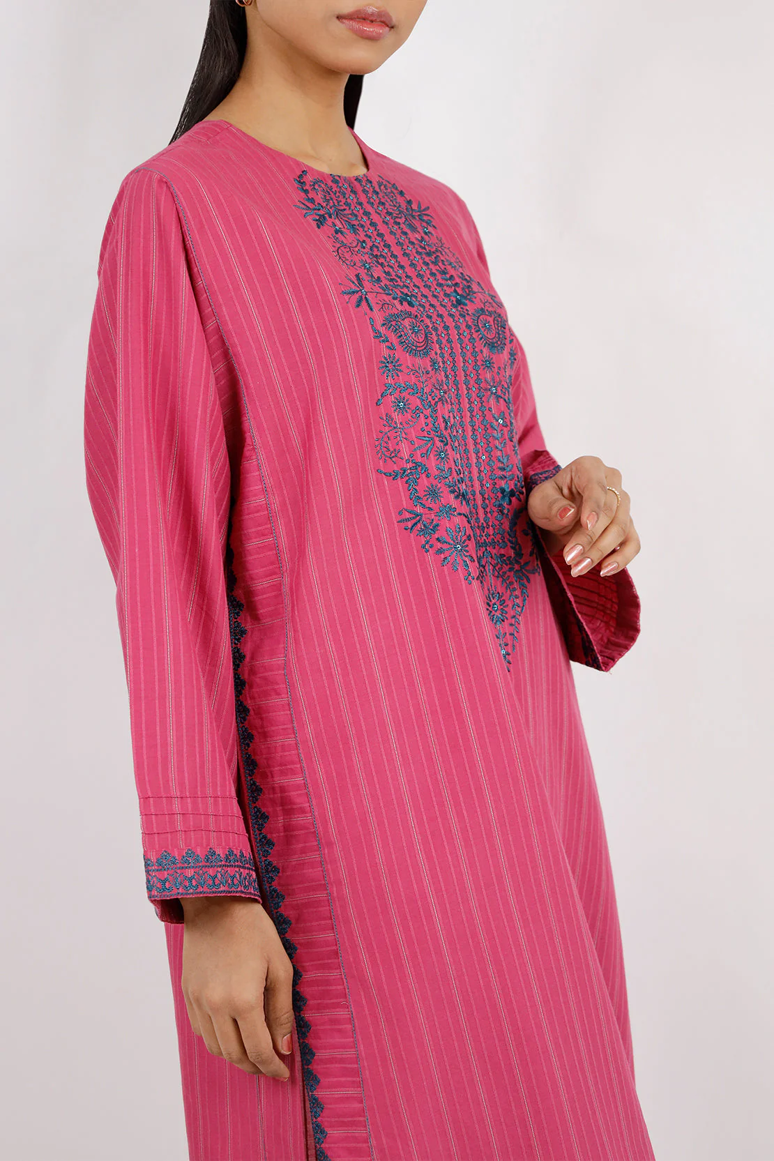 Embroidered Jacquard Cotton Stitched Shirt - Image 5