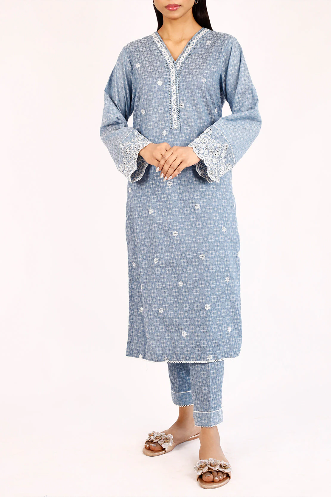 Embroidered Jacquard Cotton Stitched Shirt