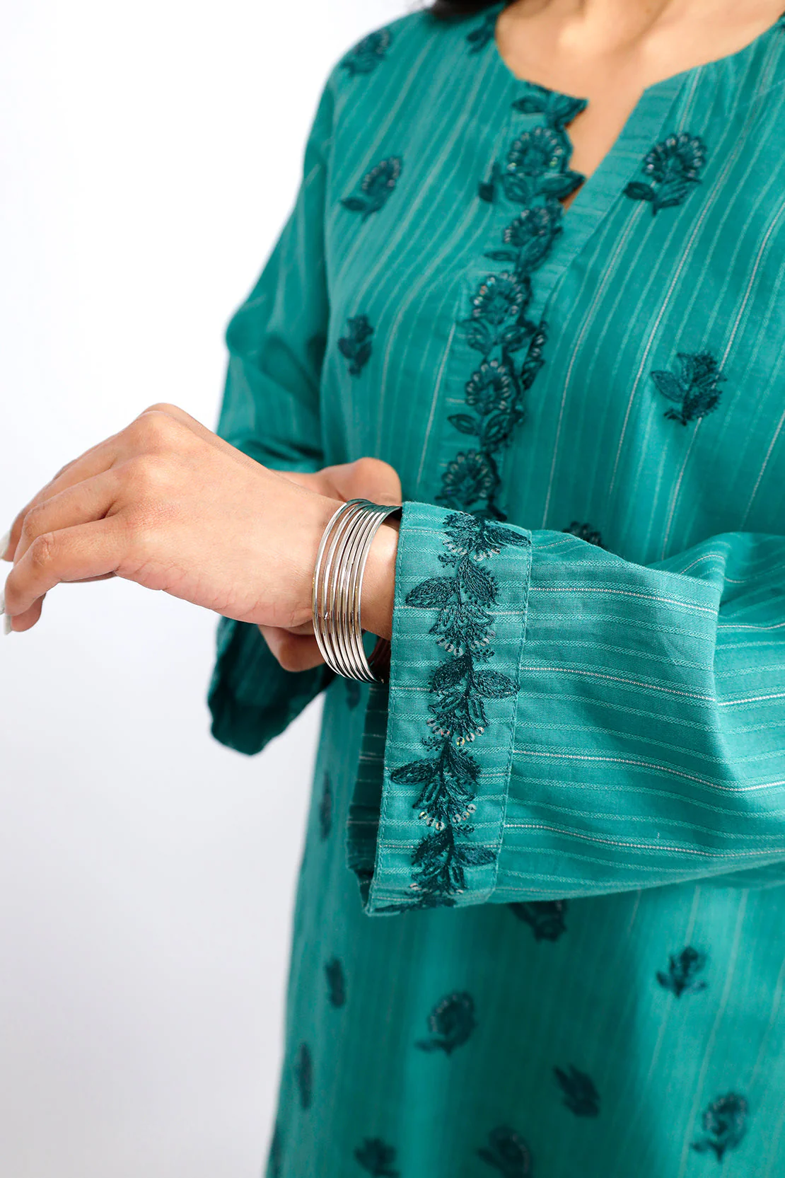 Embroidered Jacquard Cotton Stitched Shirt - Image 4