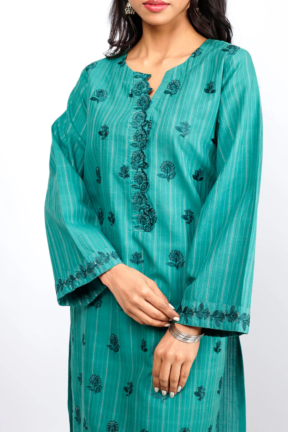 Embroidered Jacquard Cotton Stitched Shirt - Image 5