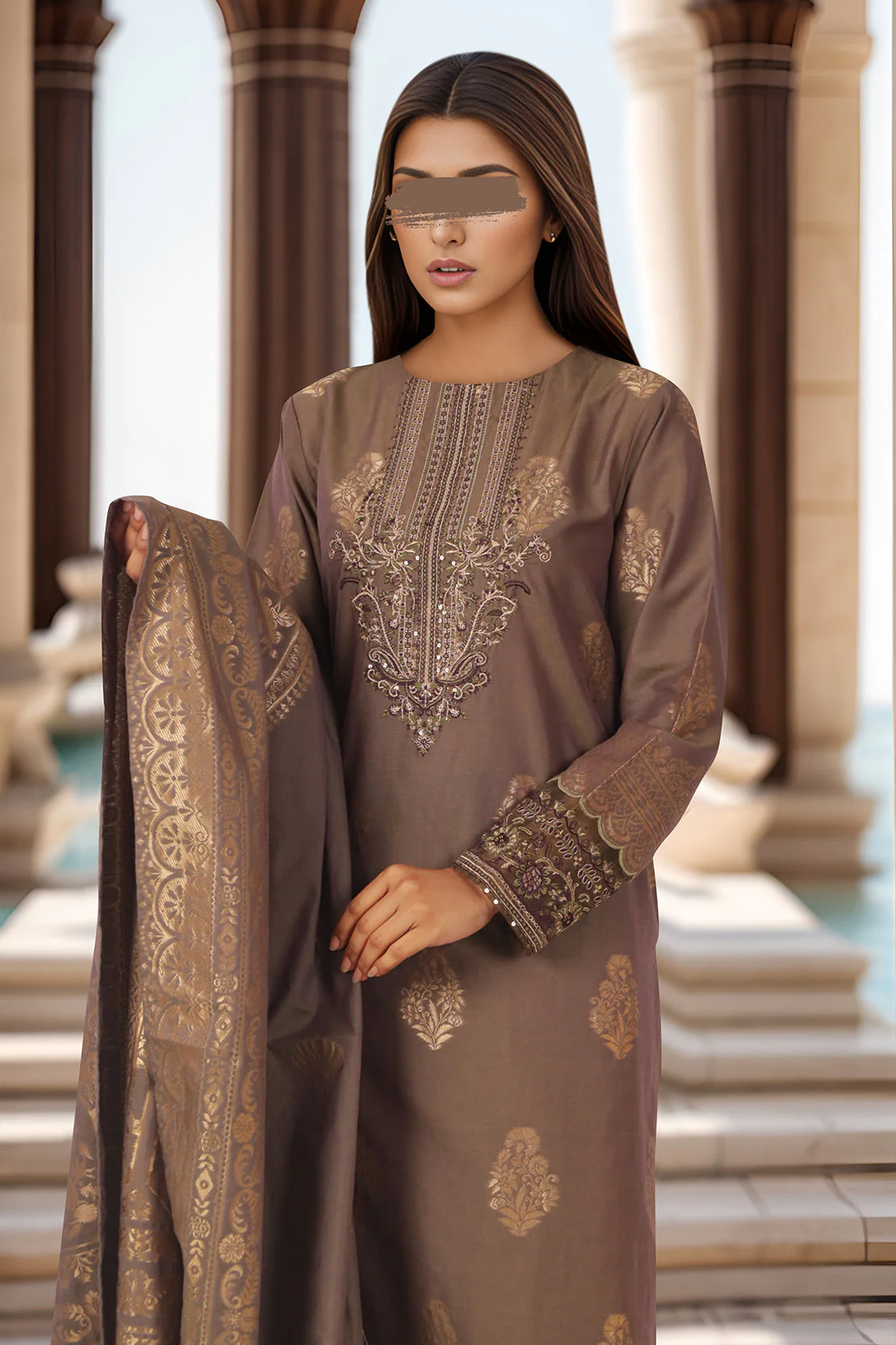 Embroidered Jacquard Cotton Stitched Shirt - Image 2