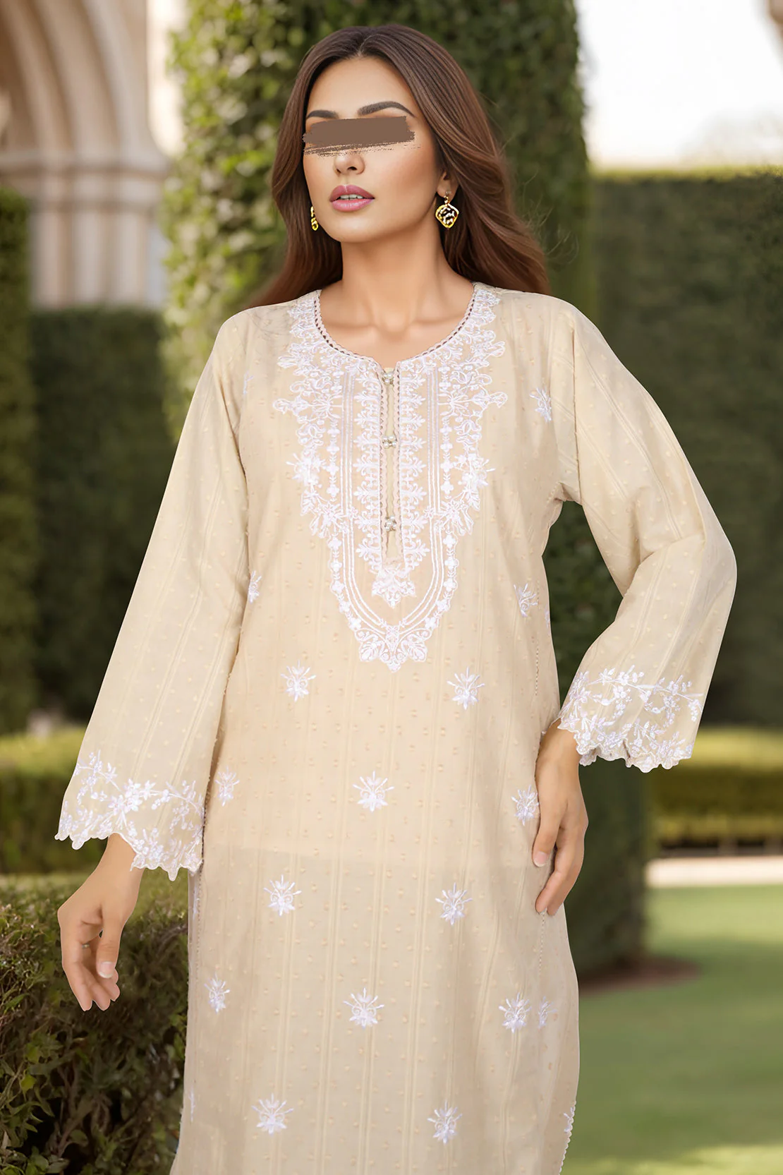 Embroidered Jacquard Cotton Stitched Shirt - Image 2