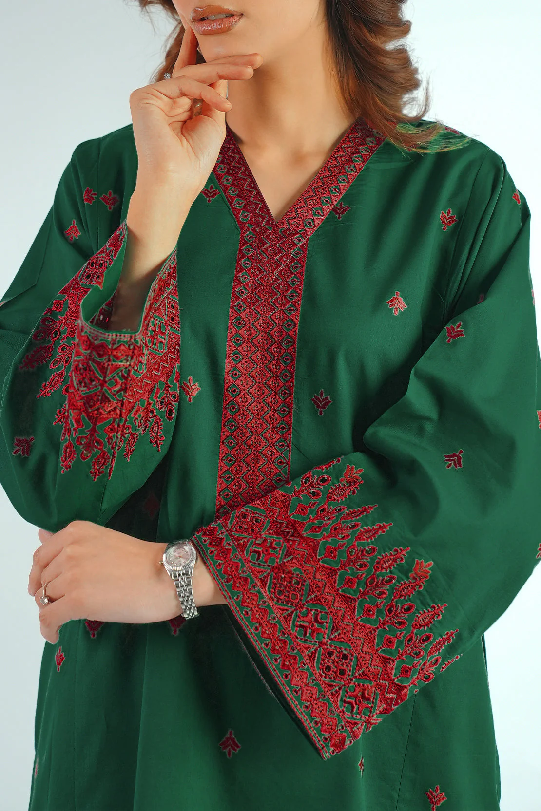 Embroidered Jacquard Cotton Stitched Shirt