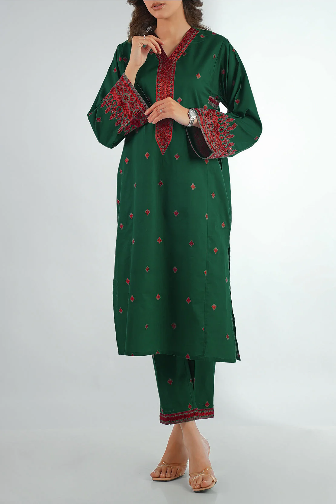 Embroidered Jacquard Cotton Stitched Shirt - Image 2
