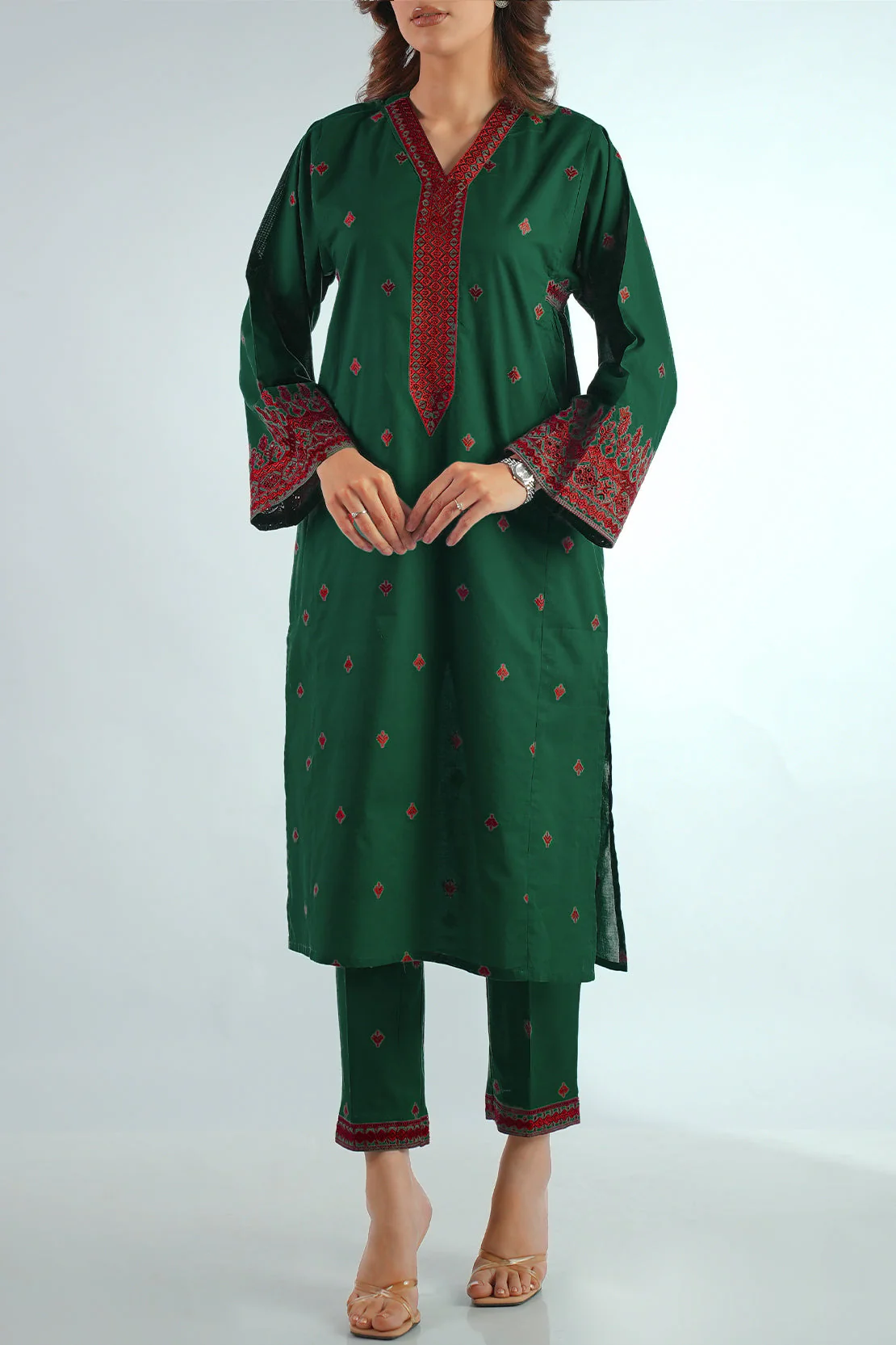 Embroidered Jacquard Cotton Stitched Shirt - Image 4