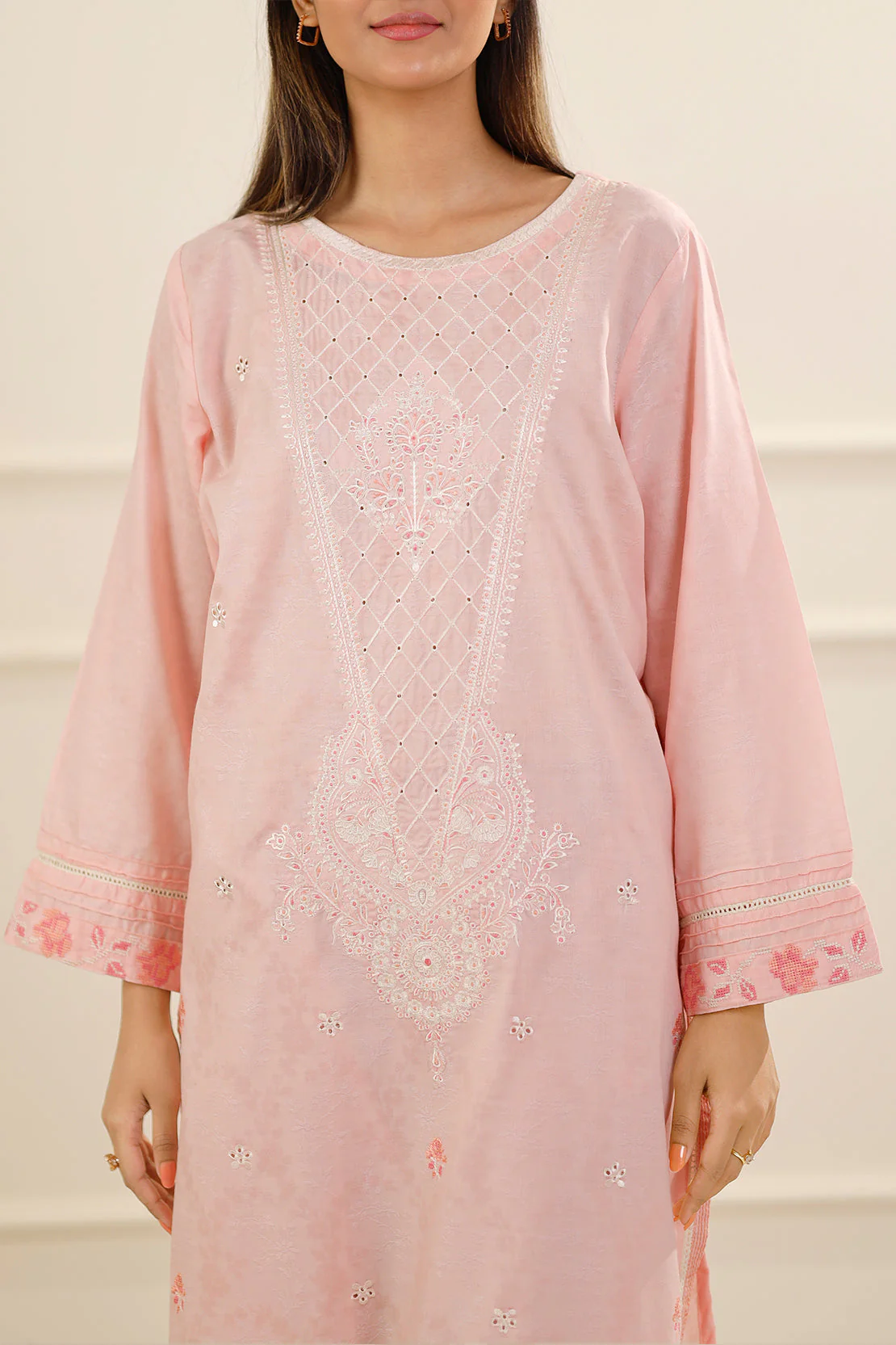 Embroidered Jacquard Cotton Stitched Shirt