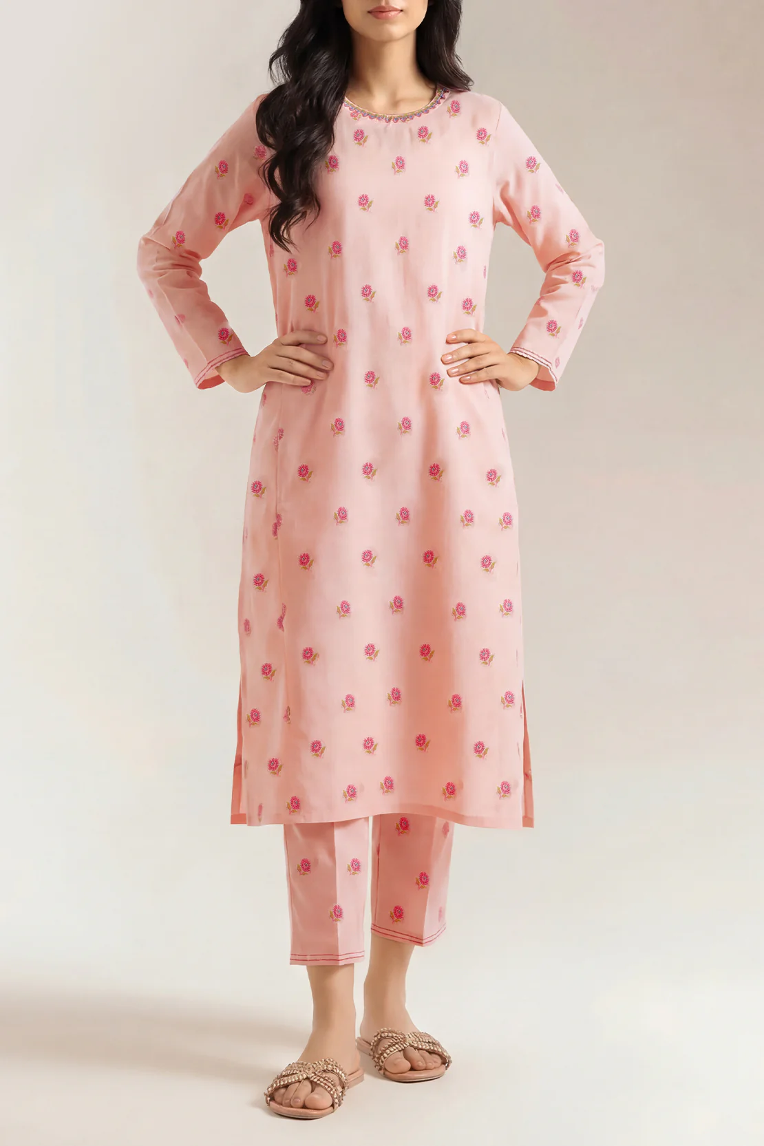 Embroidered Jacquard Cotton Stitched Shirt