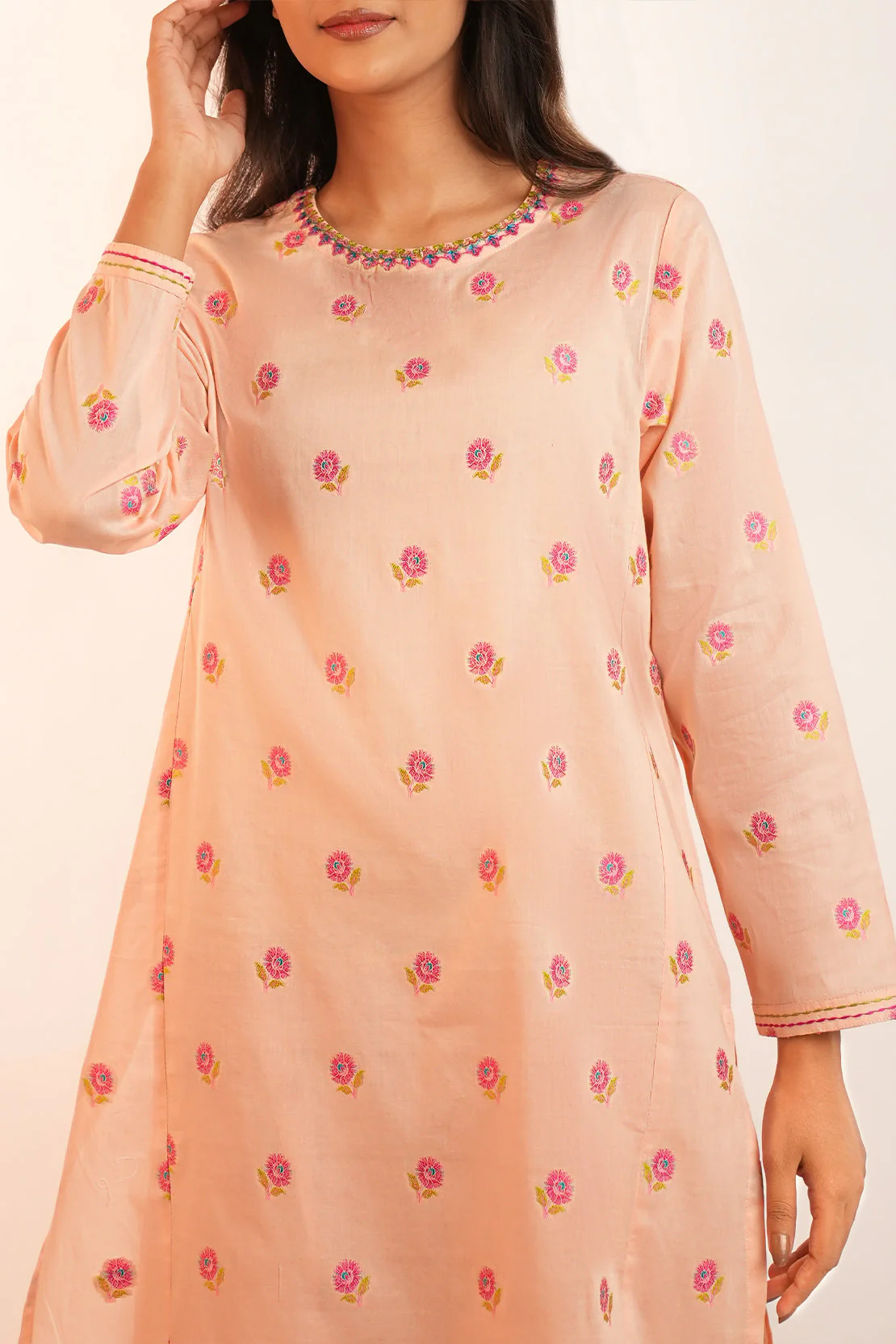 Embroidered Jacquard Cotton Stitched Shirt - Image 3