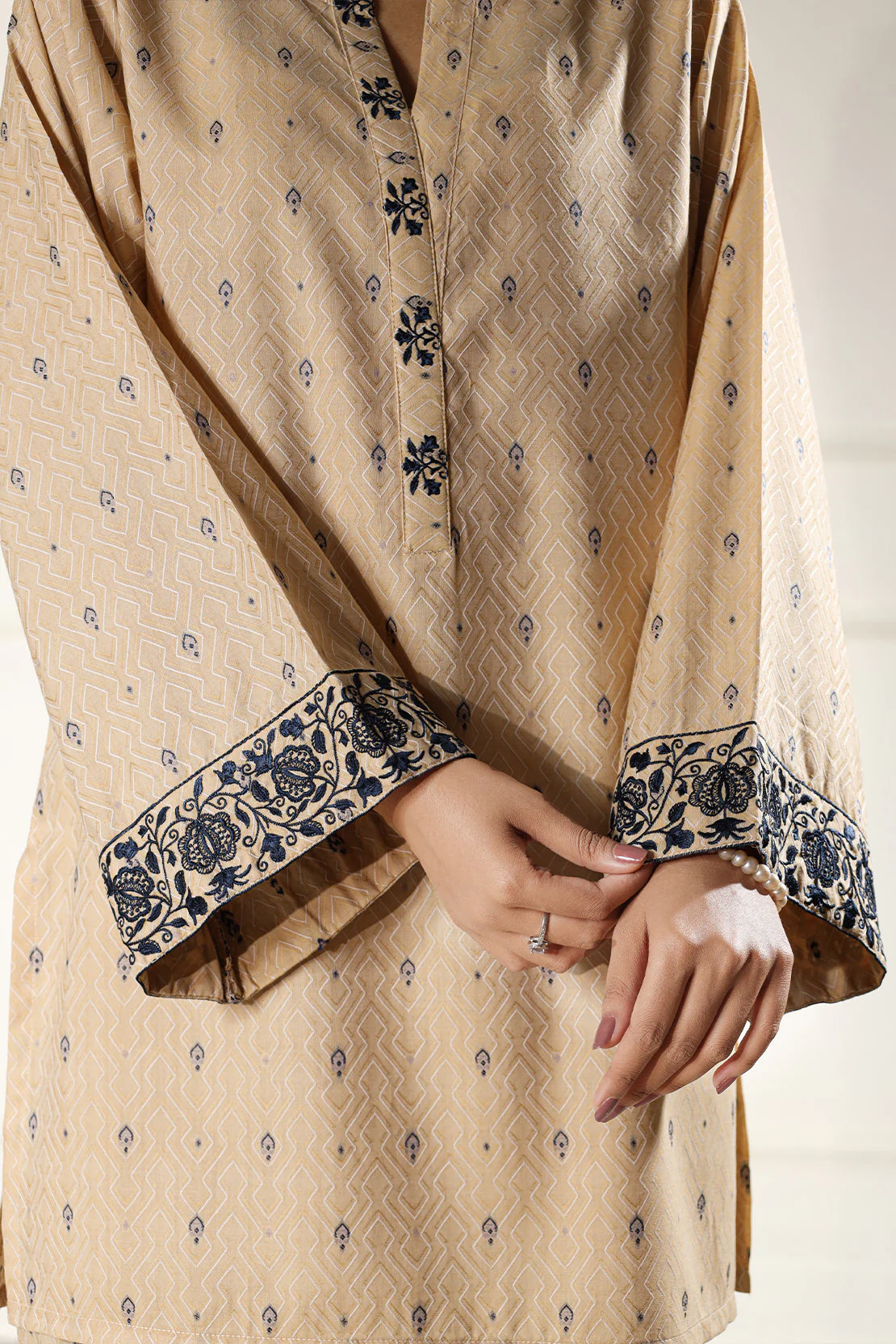Embroidered Jacquard Cotton Stitched Shirt - Image 6