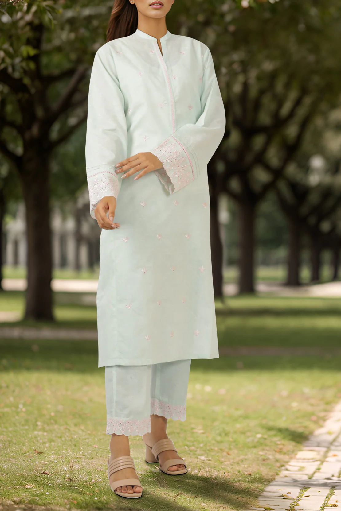 Embroidered Jacquard Cotton Stitched Shirt - Image 2