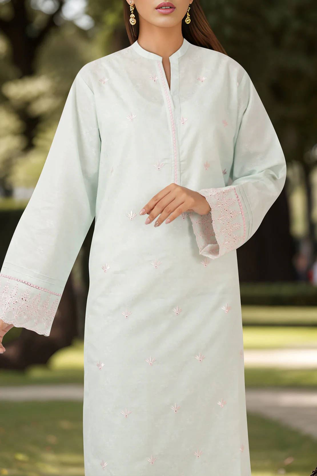 Embroidered Jacquard Cotton Stitched Shirt - Image 3